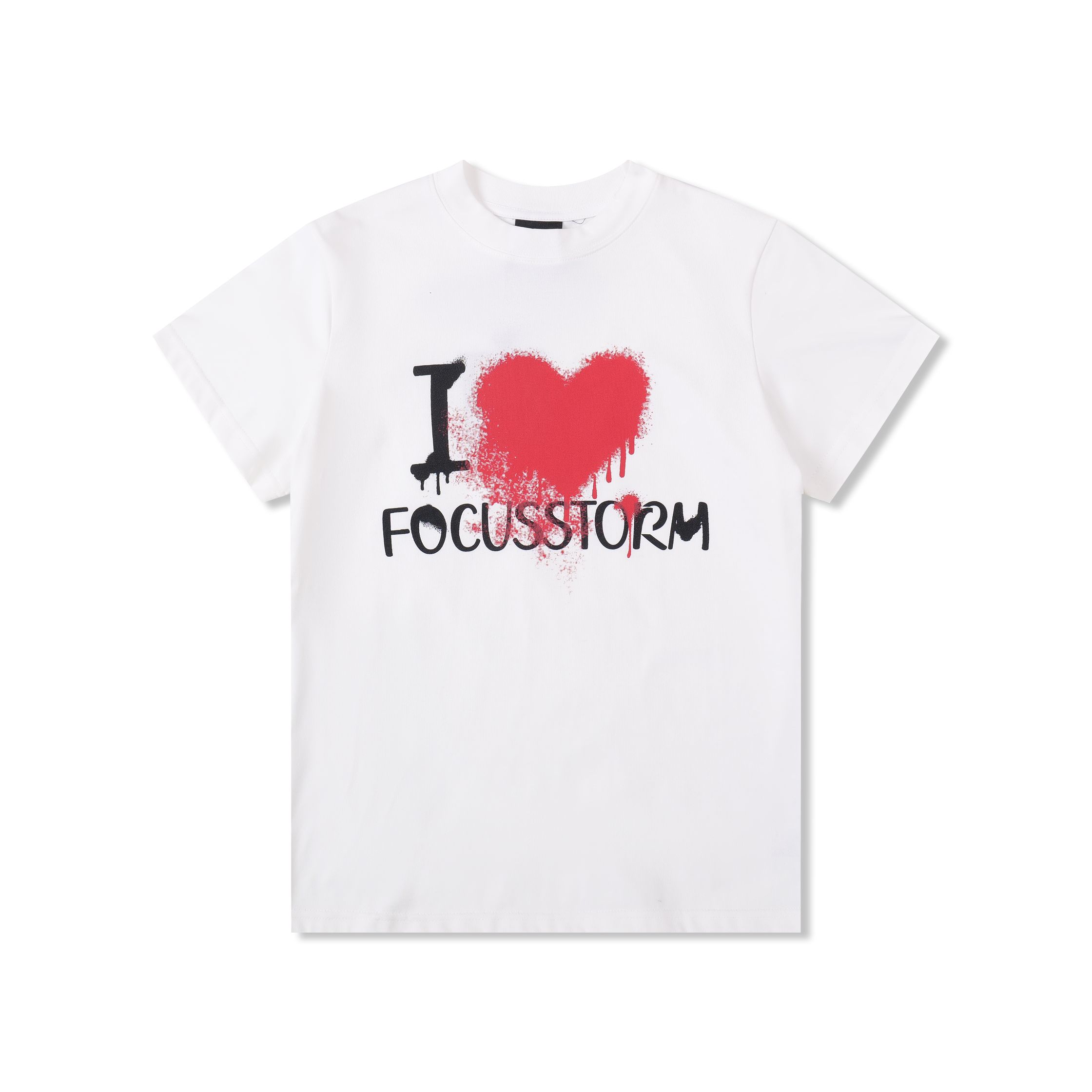 Focus Storm American Retro Heart Slogan Casual Unisex Short-Sleeve T-shirt 91120# zx - Focus Storm