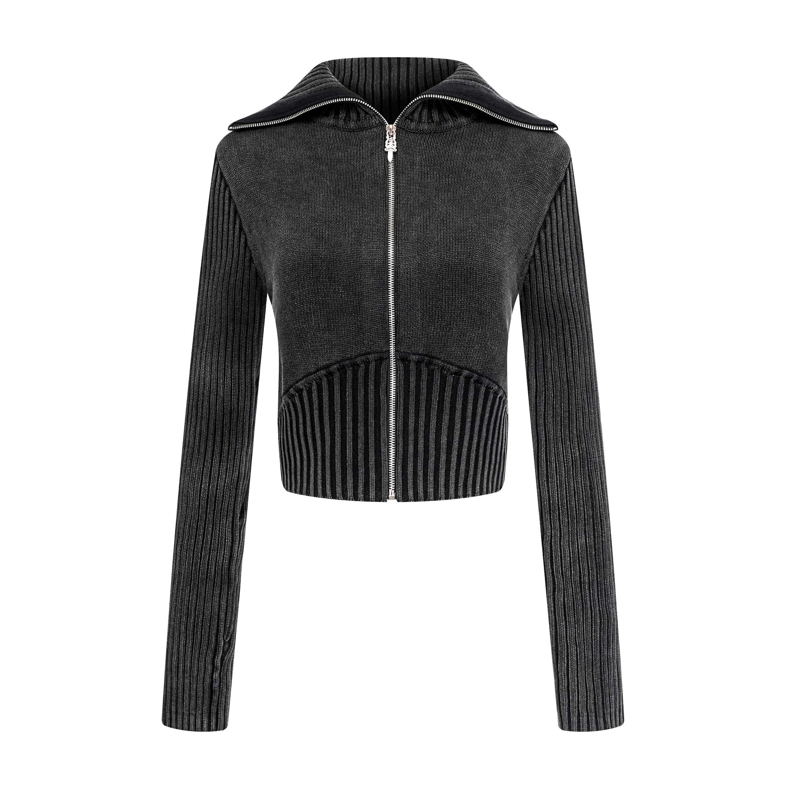 Focus Storm American Vintage Turn-down Collar Knit Cardigan Women's 2025 Fall New Fitted Knit Top R6008# zx - Focus Storm