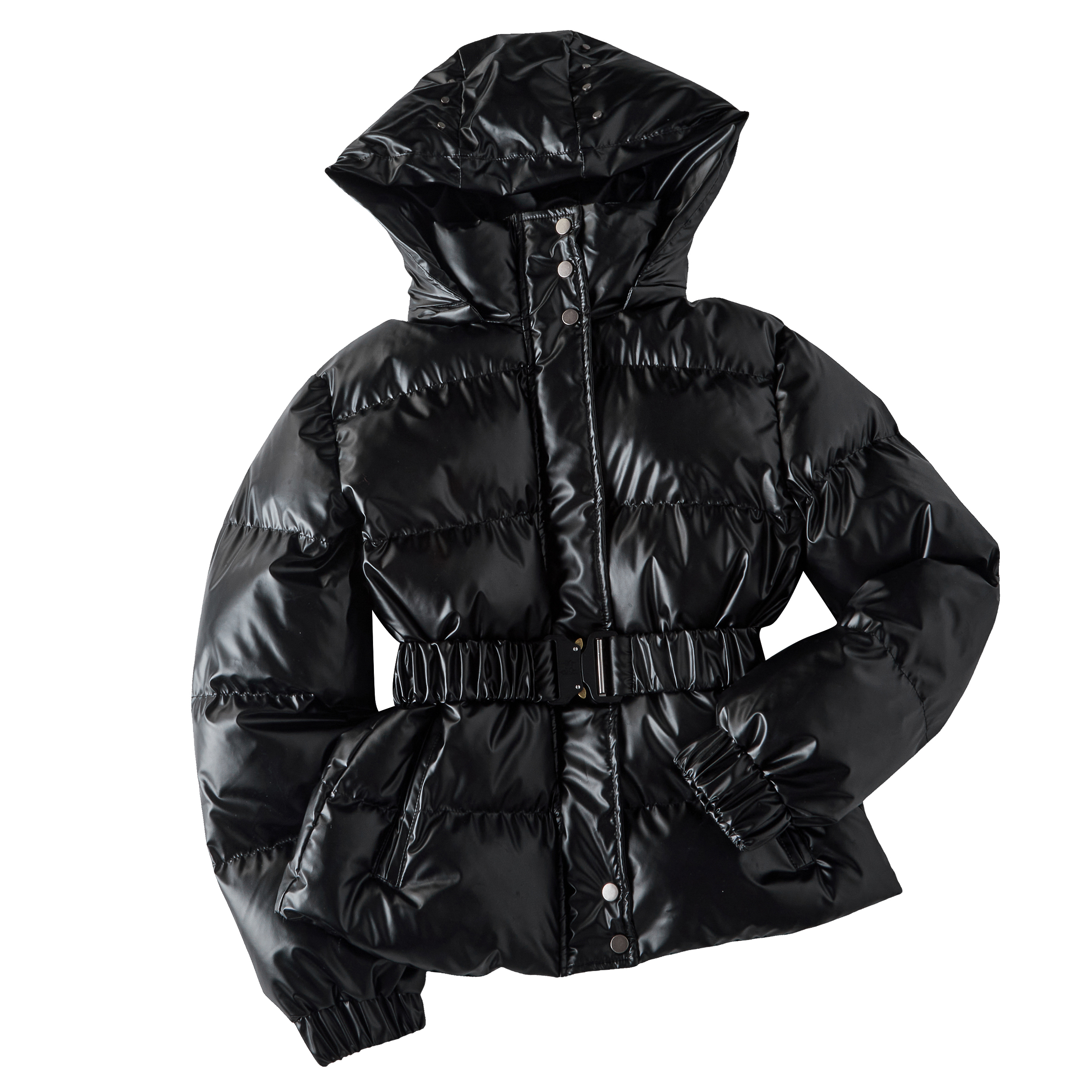 Focus Storm American Retro Hooded Slim-Waist Women's Winter Casual Versatile Designer Warm Padded Jacket Coat (with Belt) R7061# zx - Focus Storm