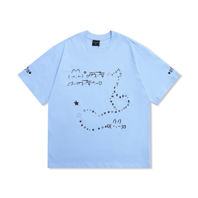 Summer New Release! Focus Storm Sweet Style Cartoon Cute Heart Print Loose Short Sleeve T-Shirt 91090# zx - Focus Storm