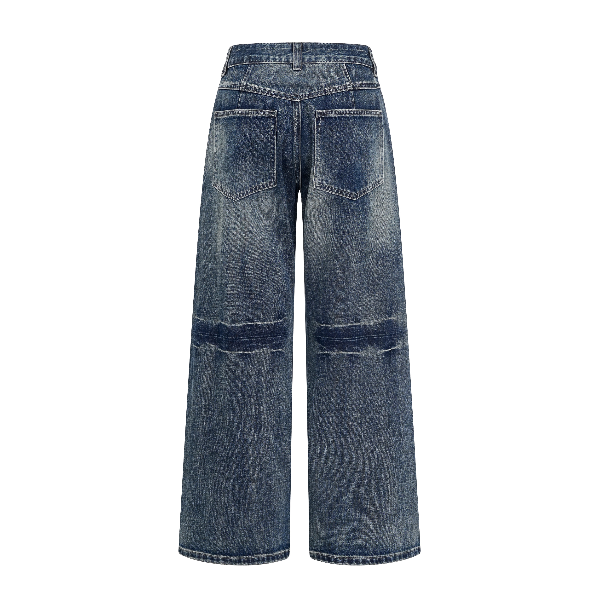Spring 2026! Focus Storm Vintage Washed Blue American Deconstructed Loose Straight-Leg Versatile Jeans 59994# zx - Focus Storm