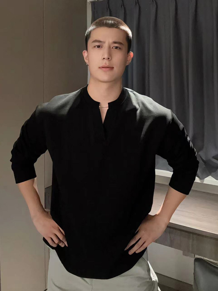 2026 Early Spring! Focus Storm Men's Spring Sweatshirt Premium V-Neck Base Layer Long Sleeve T-shirt 88016# zx - Focus Storm