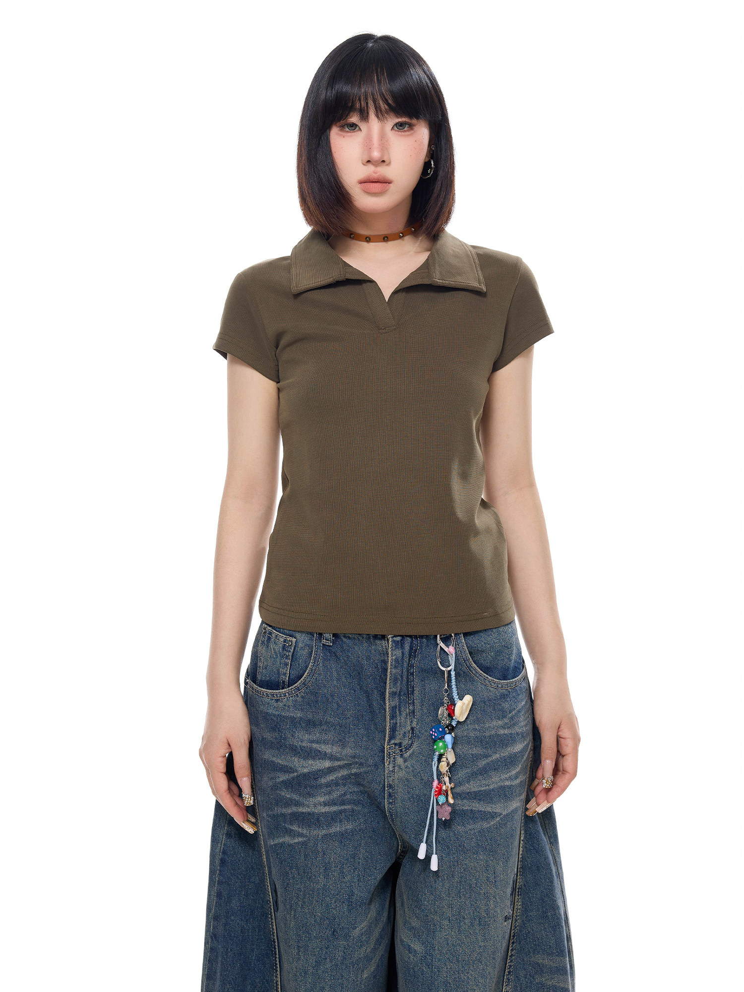 Focus Storm American Retro Structured Shoulder Women's Summer Slimming Short Sleeve T-Shirt 91057# zx - Focus Storm