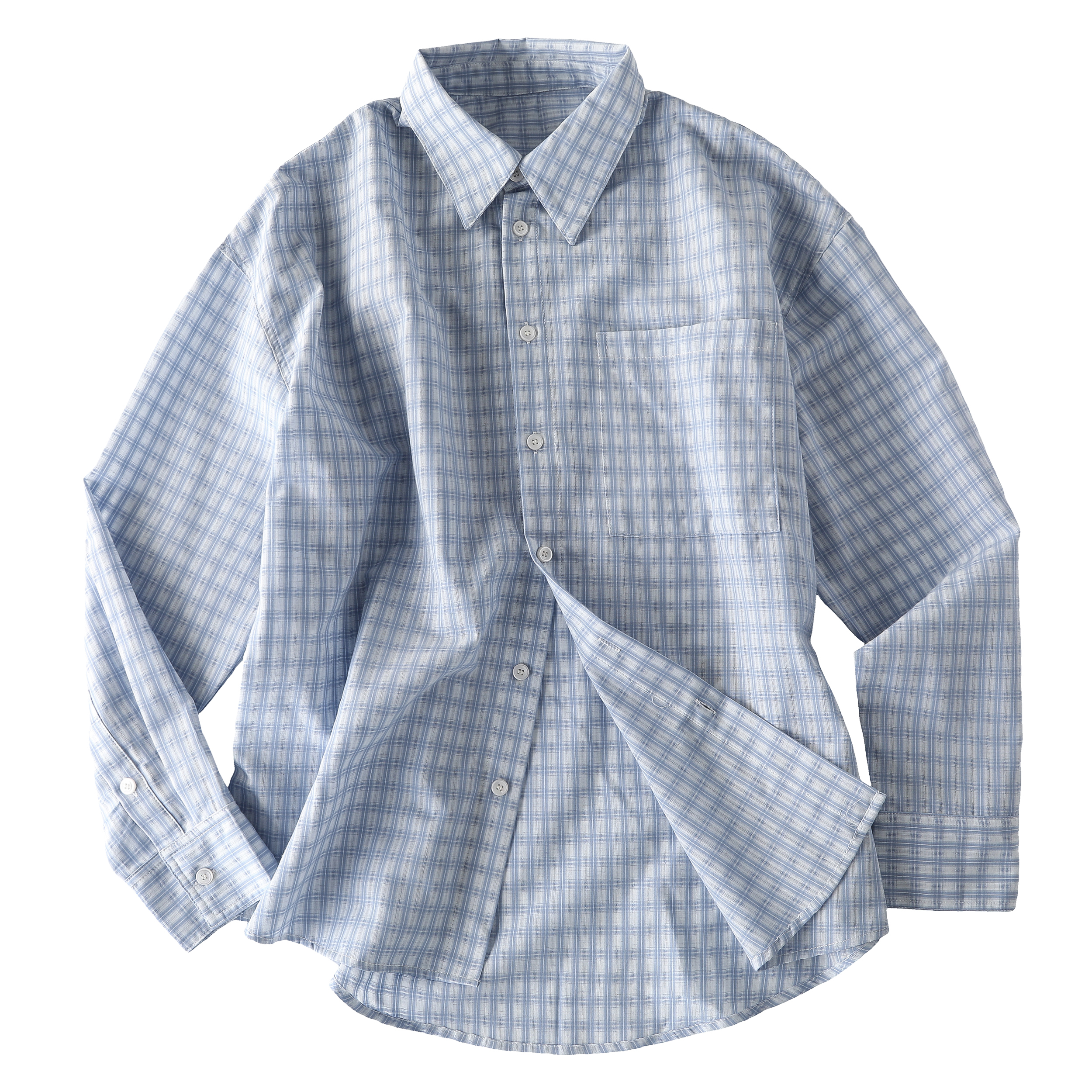 Spring 2026! Focus Storm American Retro Small Plaid Unisex Spring Japanese Workwear Long Sleeve Shirt Vintage Design 88027# zx - Focus Storm