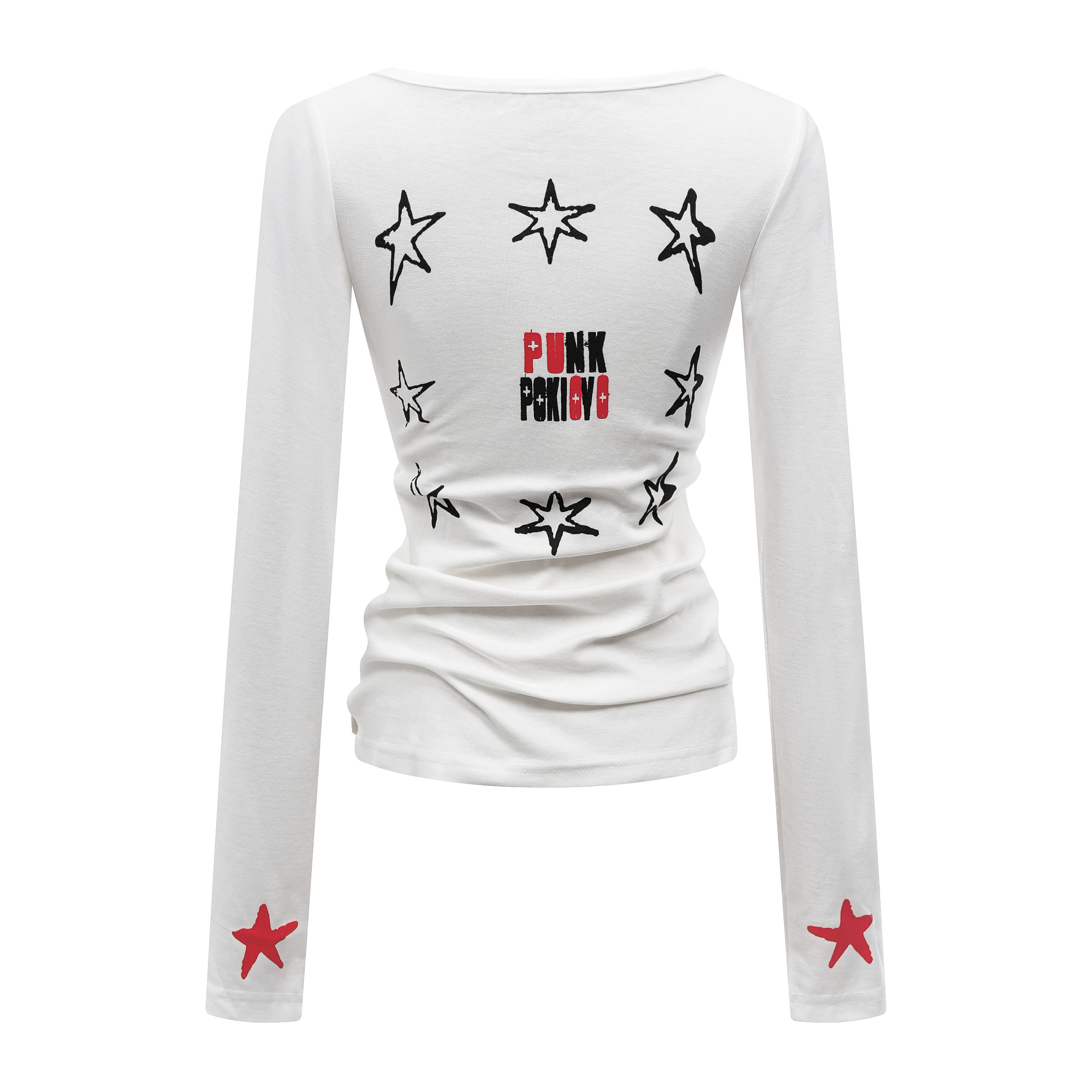 Focus Storm American Retro Waist-Slimming Large Neckline Women's Autumn Slim-Fit Base Layer Long Sleeve T-Shirt R9170# zx - Focus Storm