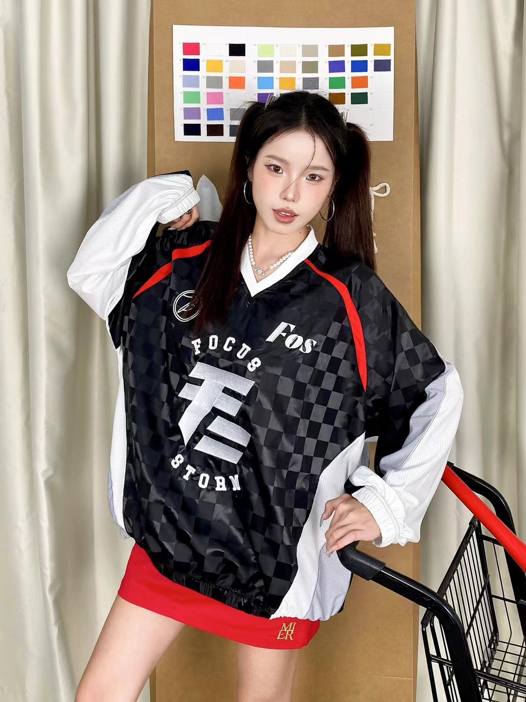 Focus Storm American Streetwear Embroidered Sweatshirt 78003# zx - Focus Storm