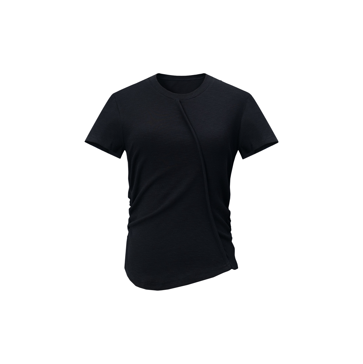 Focus Storm American Vintage Solid Color Structured Shoulder Summer New Slimming Niche Casual Top Short Sleeve T-Shirt 91050# zx - Focus Storm