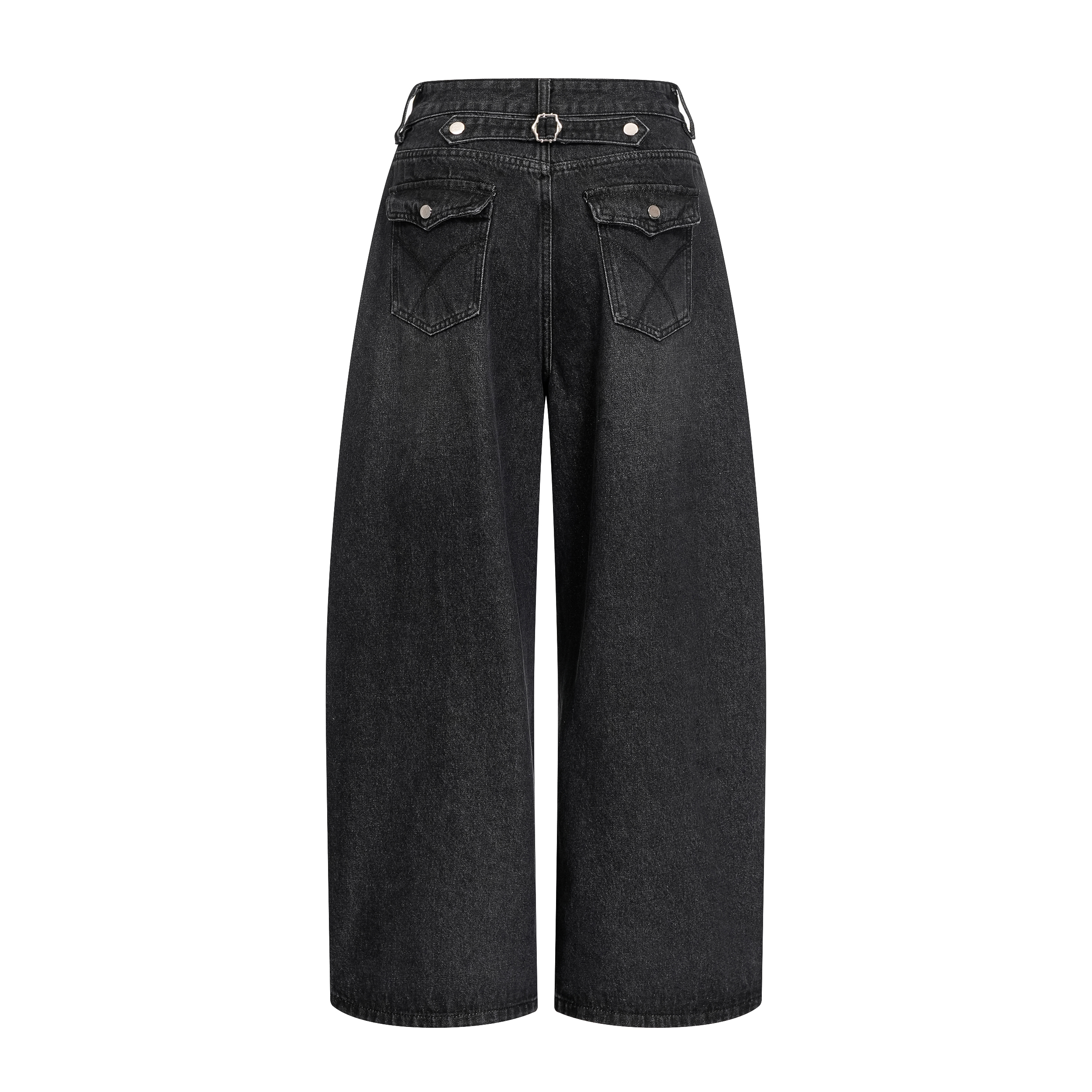 Focus Storm American Vintage Dirty-Dye Whiskered Unisex Autumn Loose Versatile Straight Wide-Leg Floor-Length Denim Jeans R5015# zx - Focus Storm