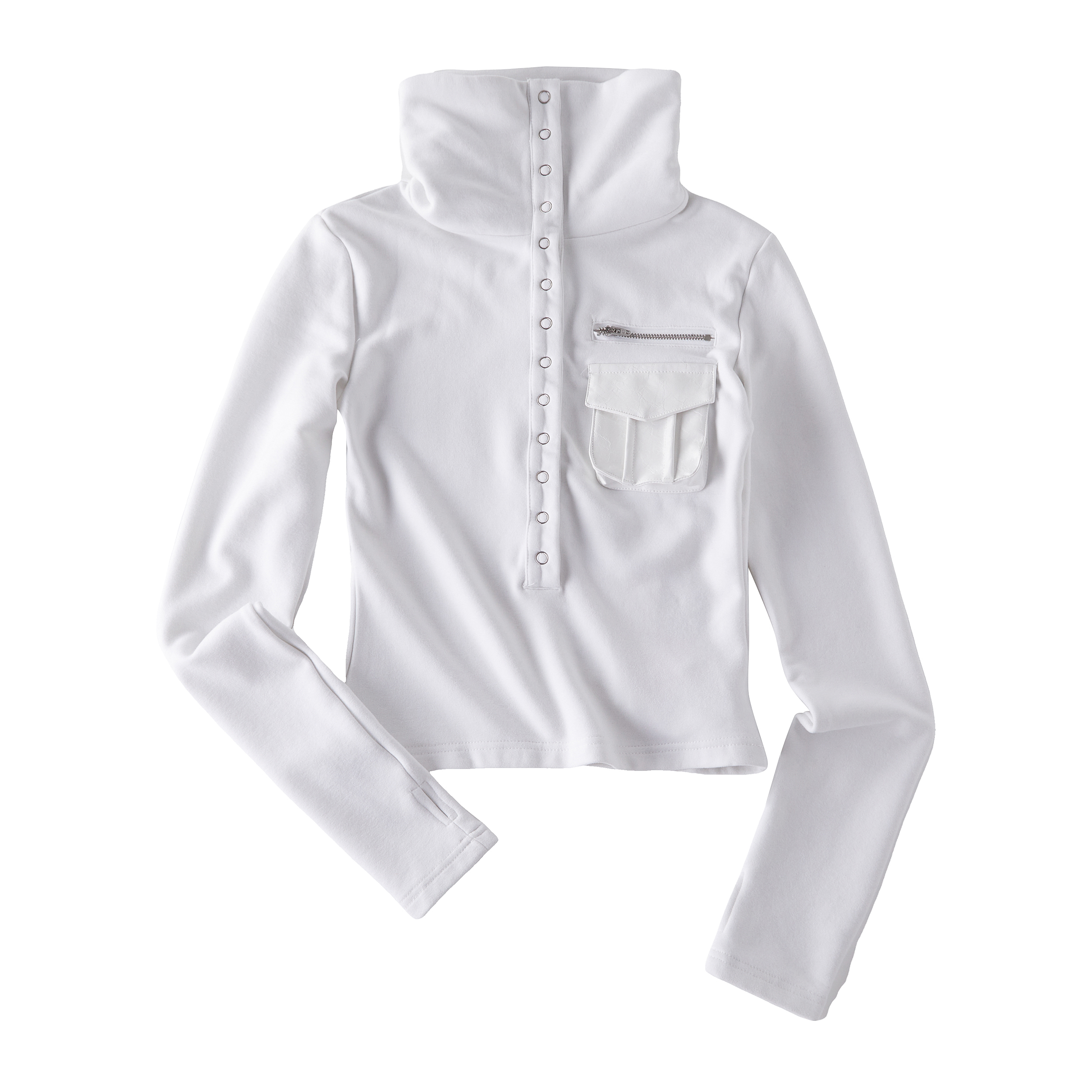 Focus Storm American Style Hot Girl Multi-Button Stand Collar Woolen Winter Top Retro Design Waist-Slimming Long Sleeve T-Shirt (Contains 4% Wool) R9181# zx - Focus Storm