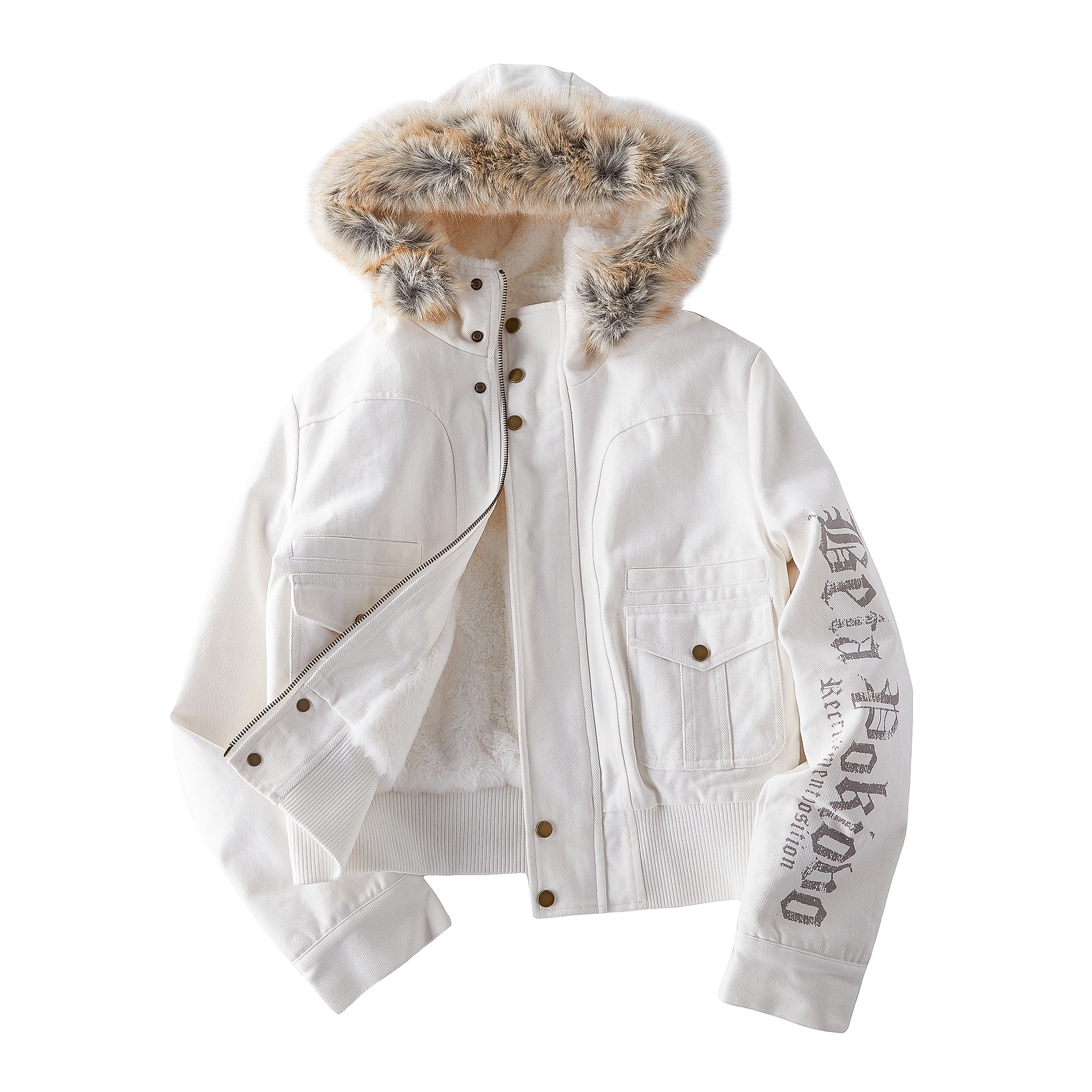 Winter New! Focus Storm Big Fur Collar Double Placket Zipper Thick Fleece Short Street Hooded Slim-look Women's Jacket (with Detachable Faux Fur Collar) R7036# zx - Focus Storm