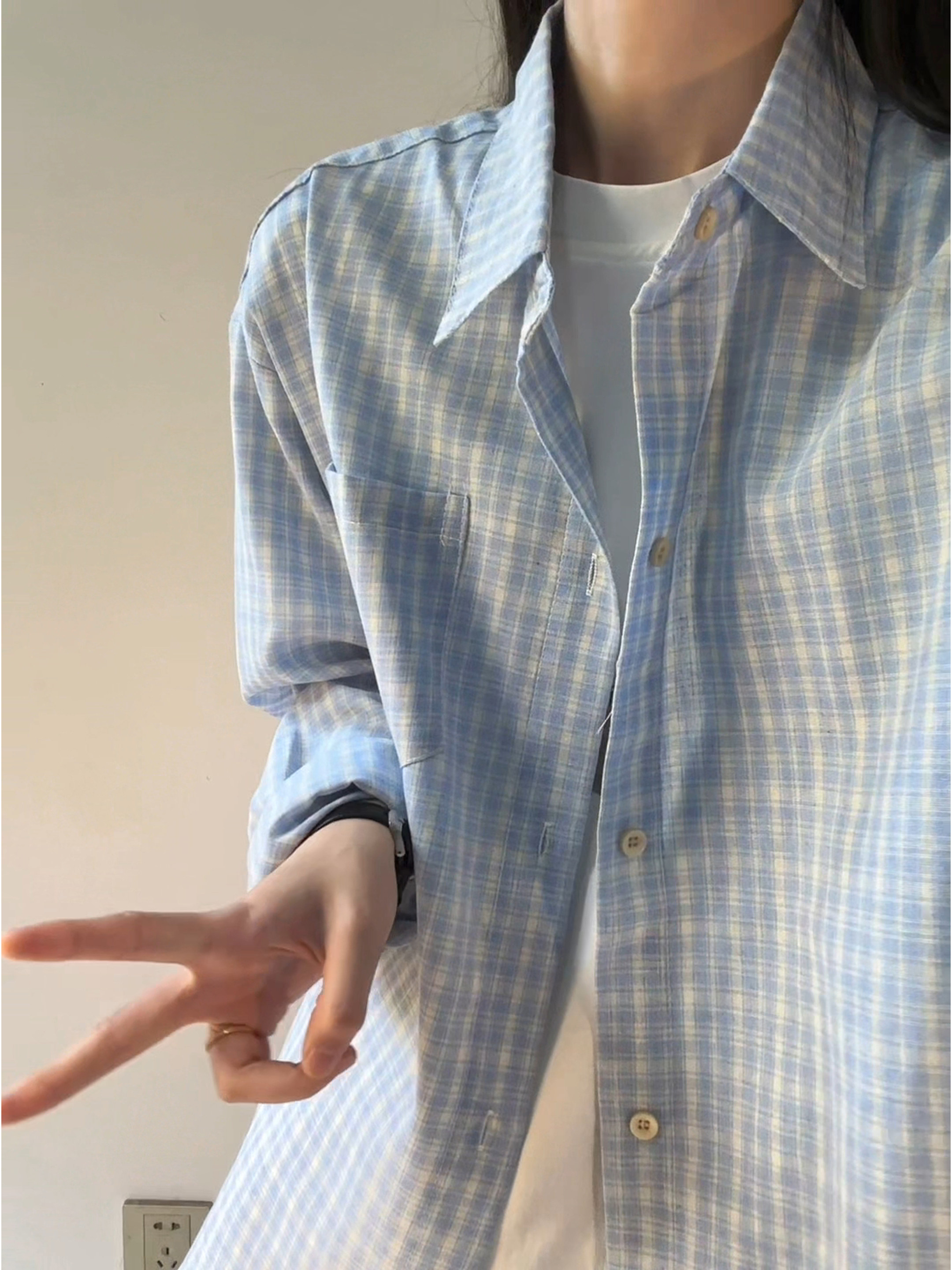 Spring 2026! Focus Storm American Retro Small Plaid Unisex Spring Japanese Workwear Long Sleeve Shirt Vintage Design 88027# zx - Focus Storm