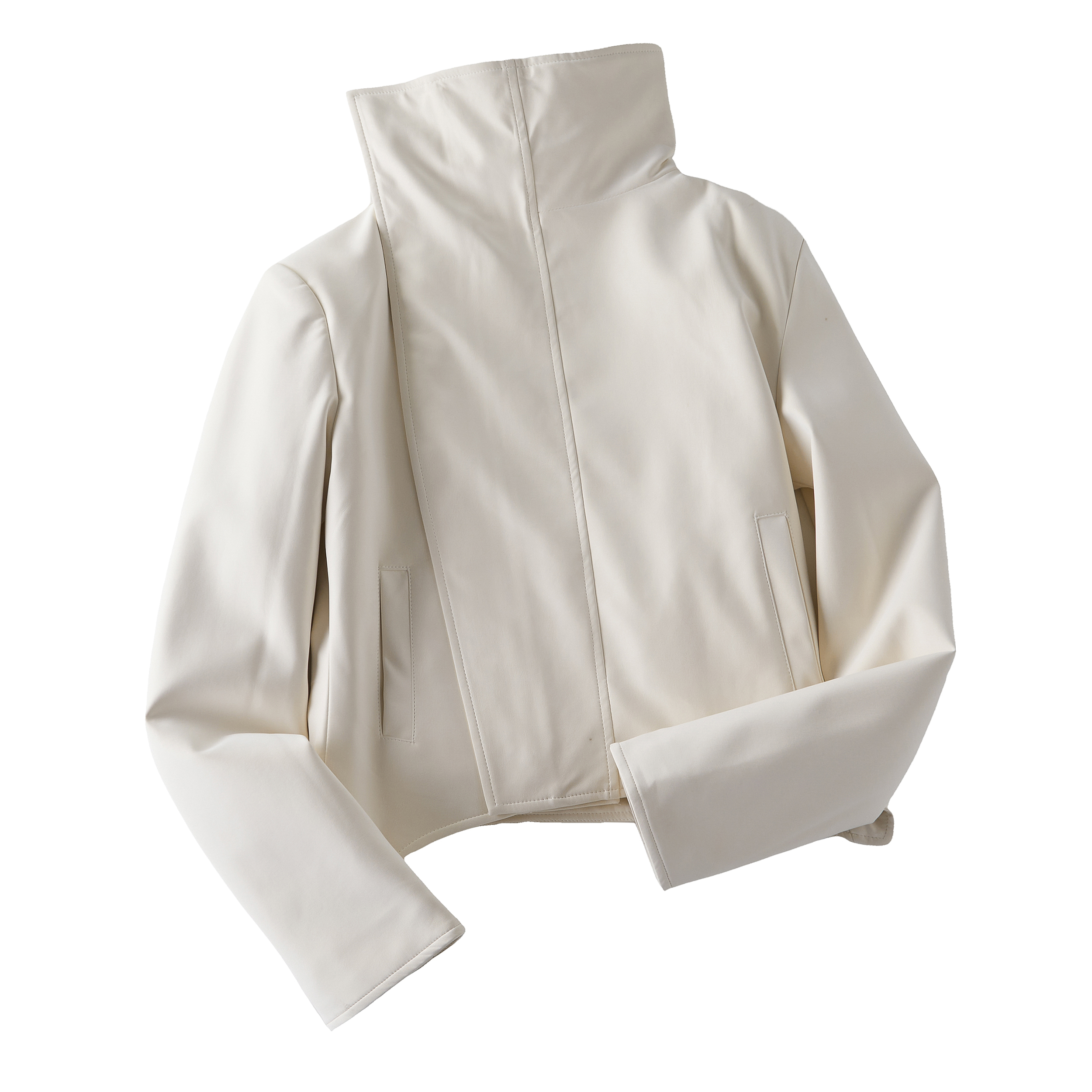 Focus Storm American Style Asymmetric High Turndown Collar PU Leather Women's Winter Premium Short Slimming Warm Padded Jacket Coat R7051# zx - Focus Storm