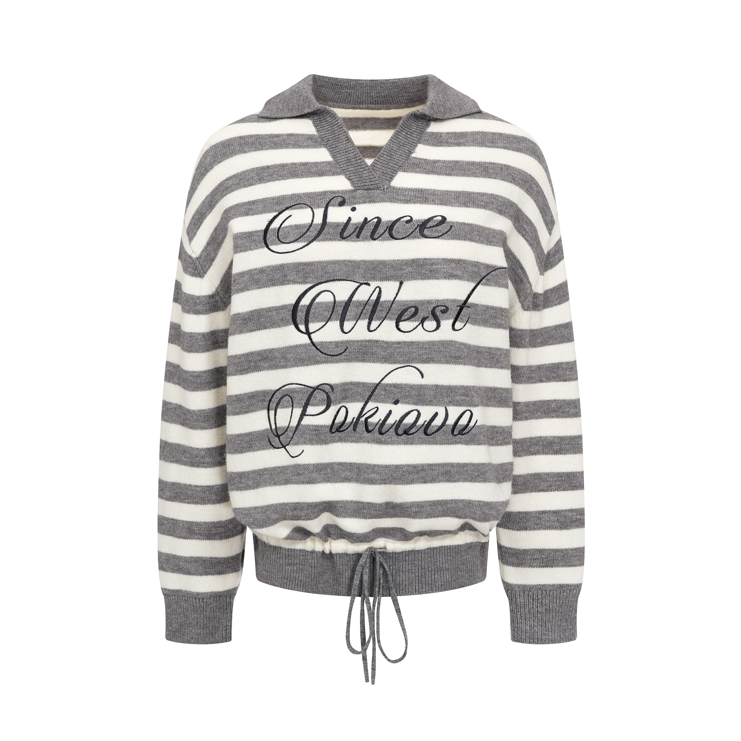 Focus Storm American Vintage Striped Women's Loose Long Sleeve Lapel Sweater Lazy Style Knit Top R6011# zx - Focus Storm