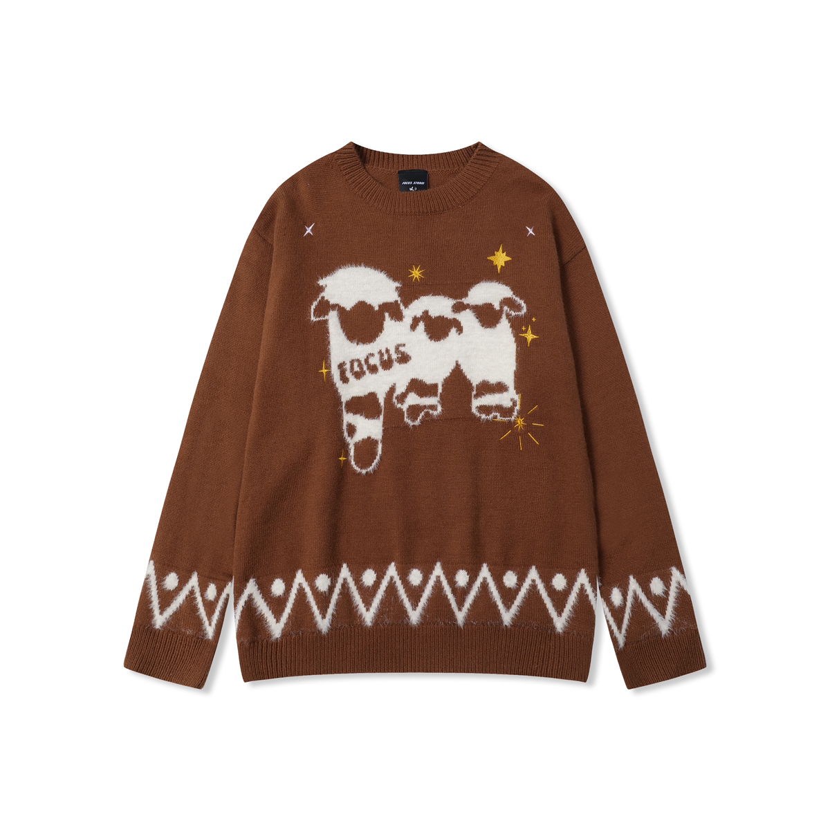 Focus Storm American High-Street Couple's Round Neck Sweater Winter Trendy Brand High-End Inner Layer Knit Warm Sweater 61615# zx - Focus Storm