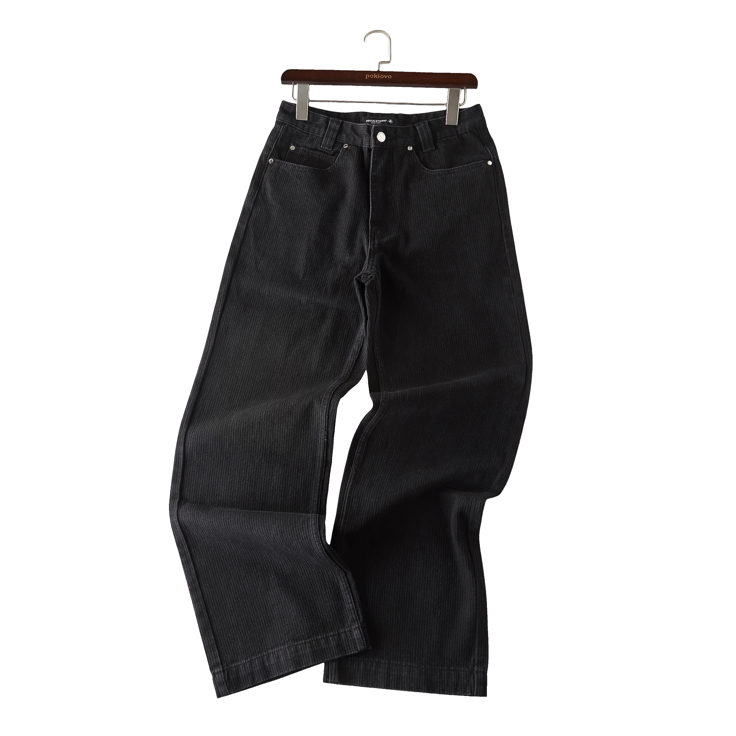 Focus Storm Autumn/Winter Fashion Streetwear Raw Denim Men's Loose Straight-leg American Casual Washed Vintage Jeans 50009X# zx - Focus Storm