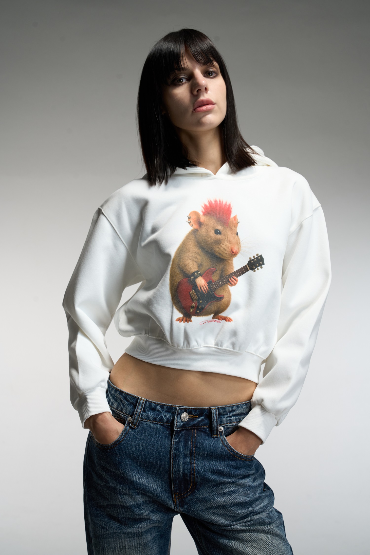 Focus Storm American Print Hooded Short Loose Casual Versatile Sweatshirt R8010# zx - Focus Storm