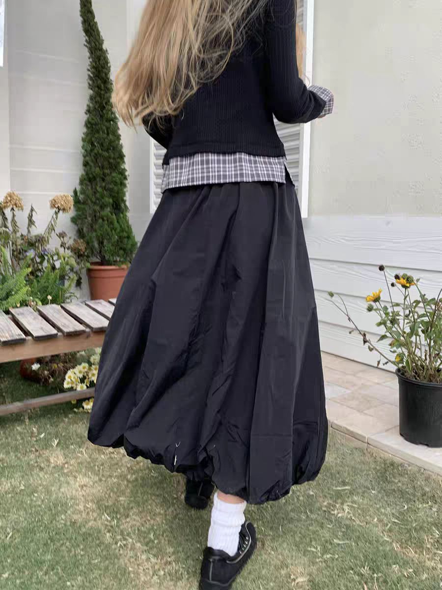 Focus Storm American Retro Printed Relaxed A-Line Cloud Skirt 96011# zx - Focus Storm