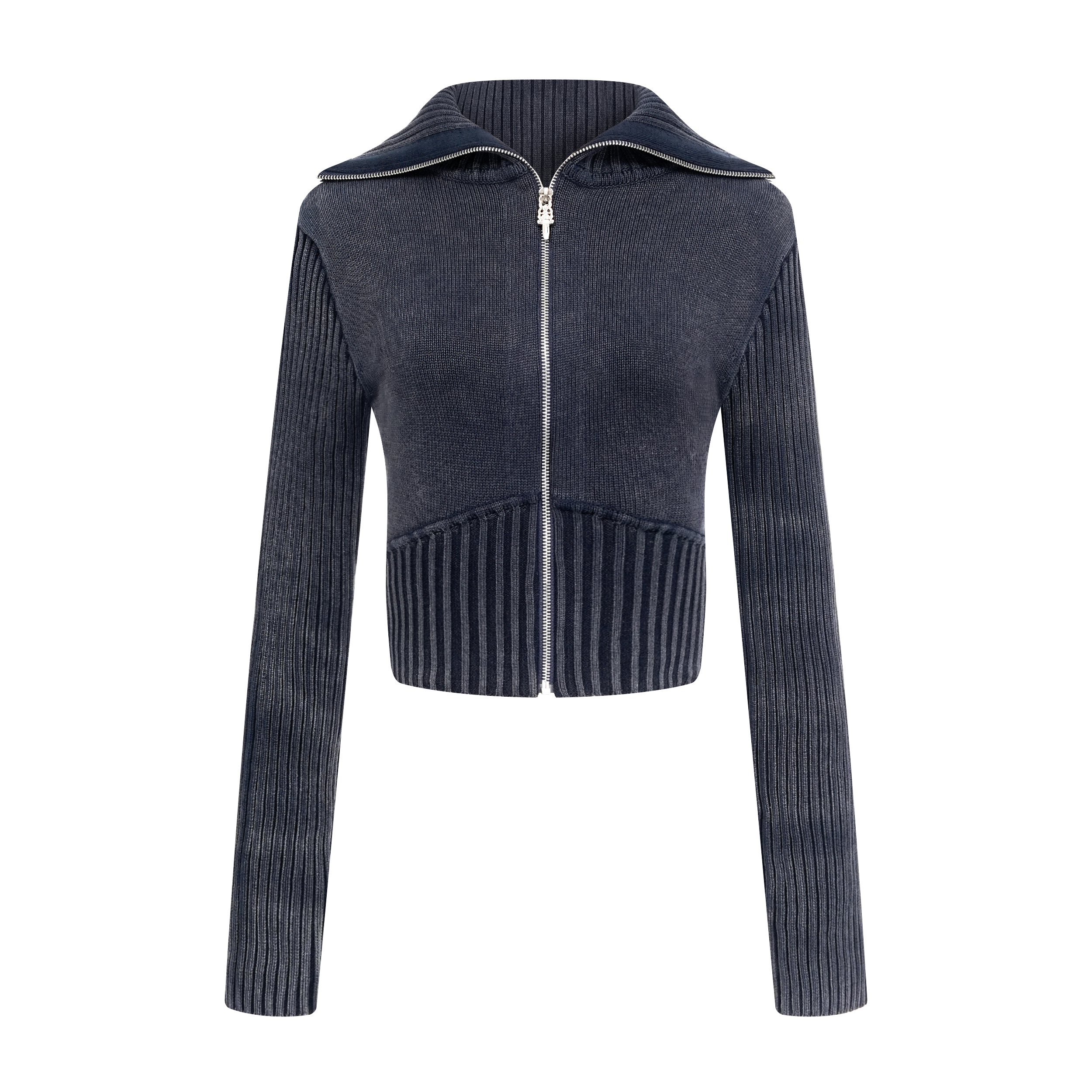 Focus Storm American Vintage Turn-down Collar Knit Cardigan Women's 2025 Fall New Fitted Knit Top R6008# zx - Focus Storm