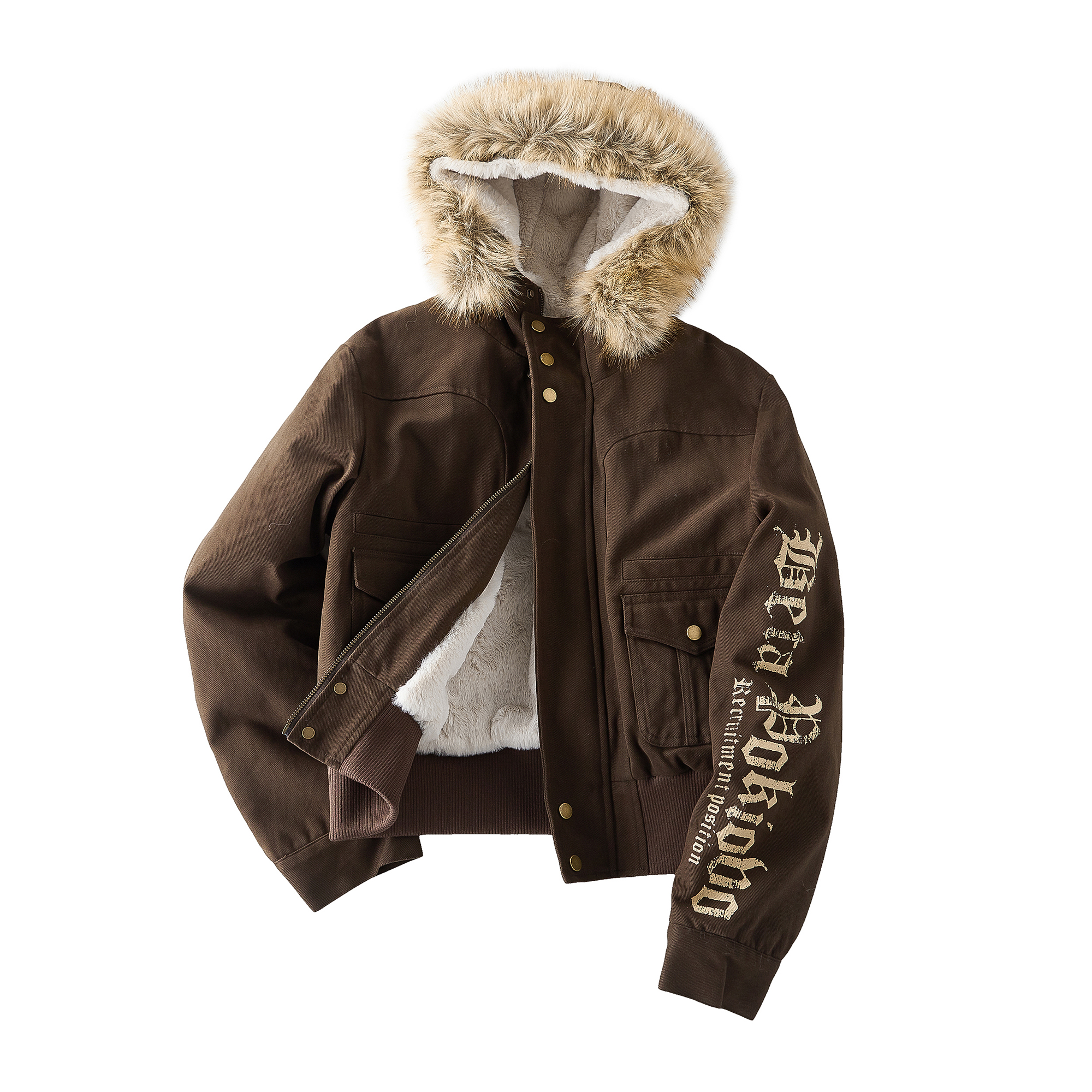 Winter New! Focus Storm Big Fur Collar Double Placket Zipper Thick Fleece Short Street Hooded Slim-look Women's Jacket (with Detachable Faux Fur Collar) R7036# zx - Focus Storm
