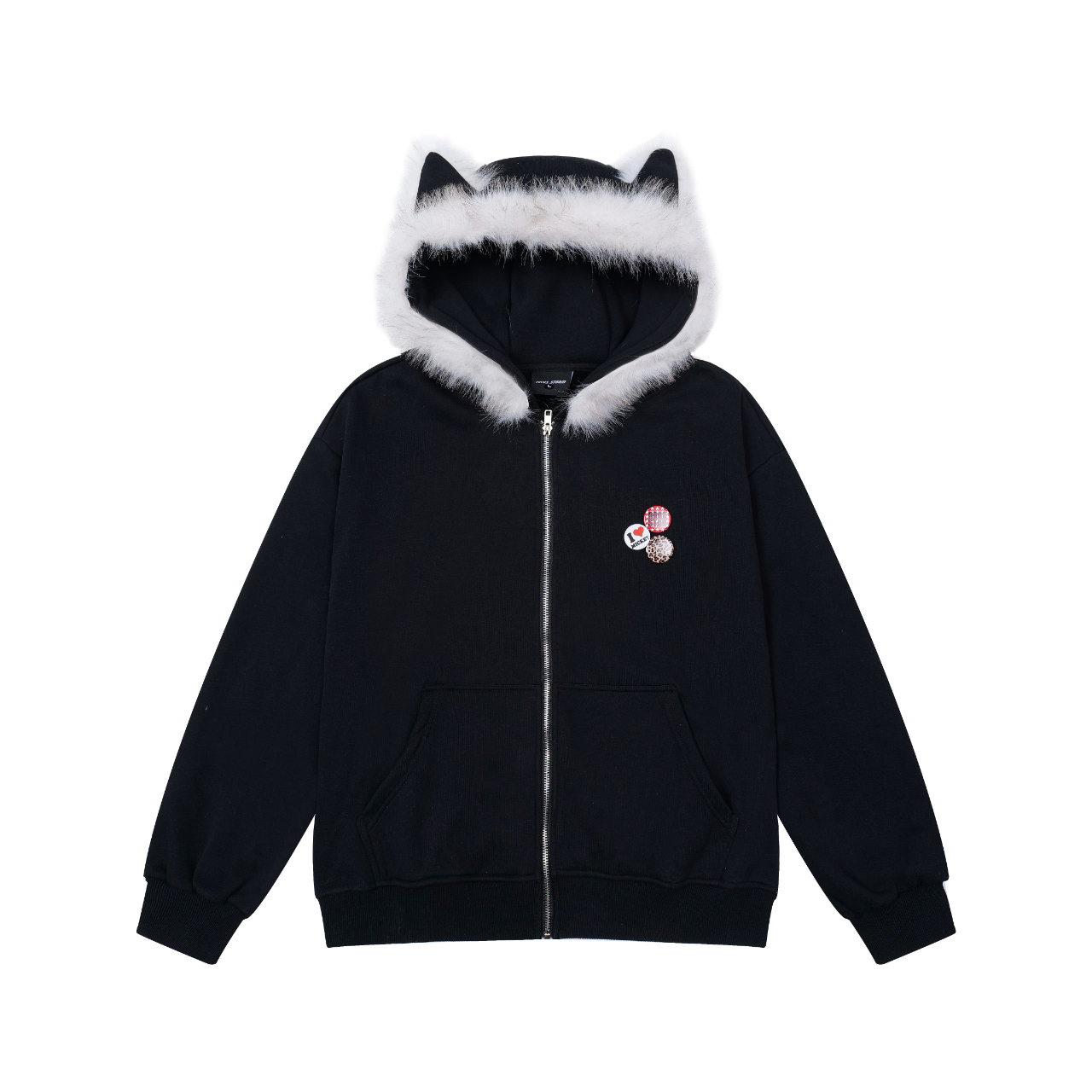 Focus StormAmerican High-Street Designer Hoodie Couple's Versatile Heavy Fleece Jacket (With Detachable Faux Fur Collar & Badge) 81081# zx - Focus Storm