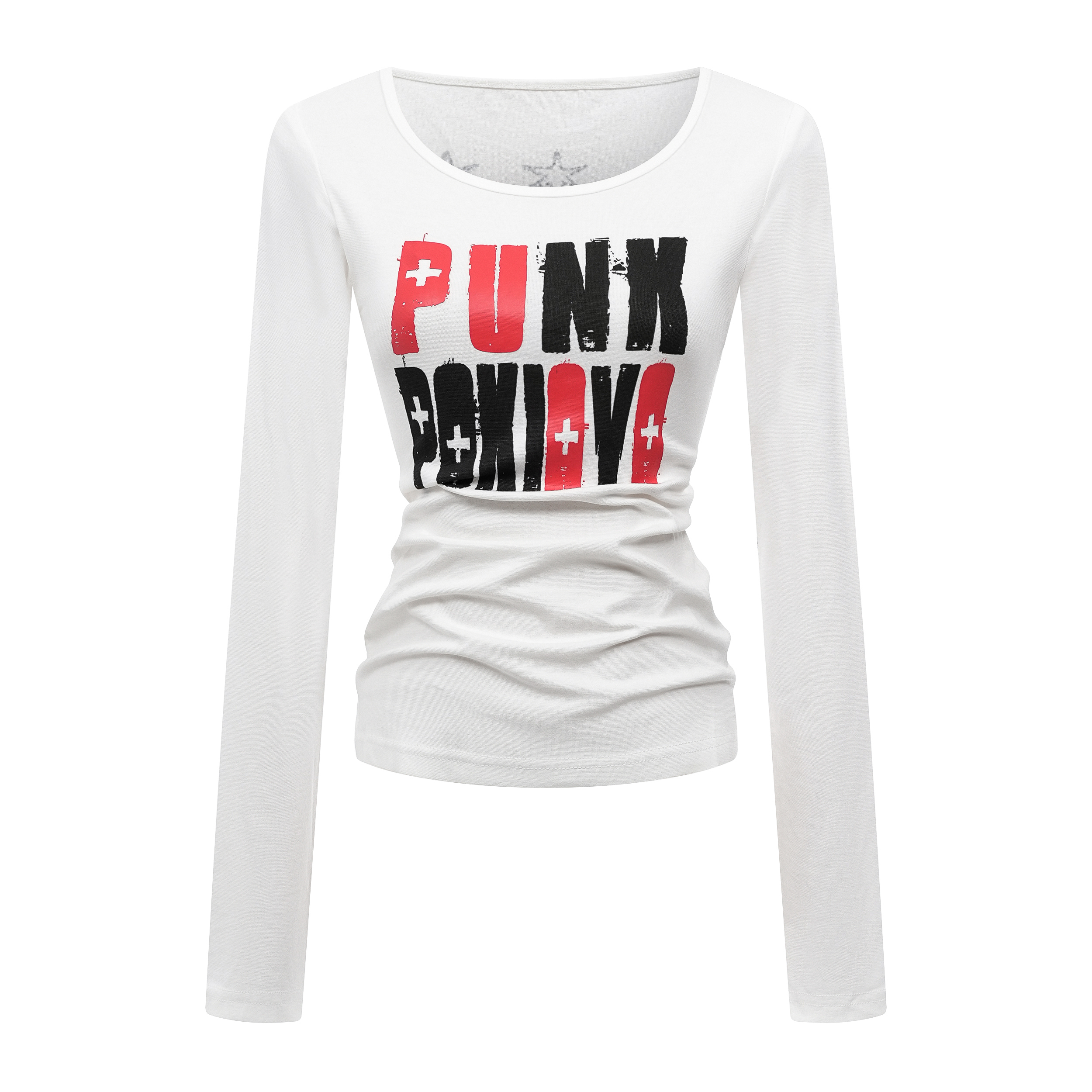 Focus Storm American Retro Waist-Slimming Large Neckline Women's Autumn Slim-Fit Base Layer Long Sleeve T-Shirt R9170# zx - Focus Storm