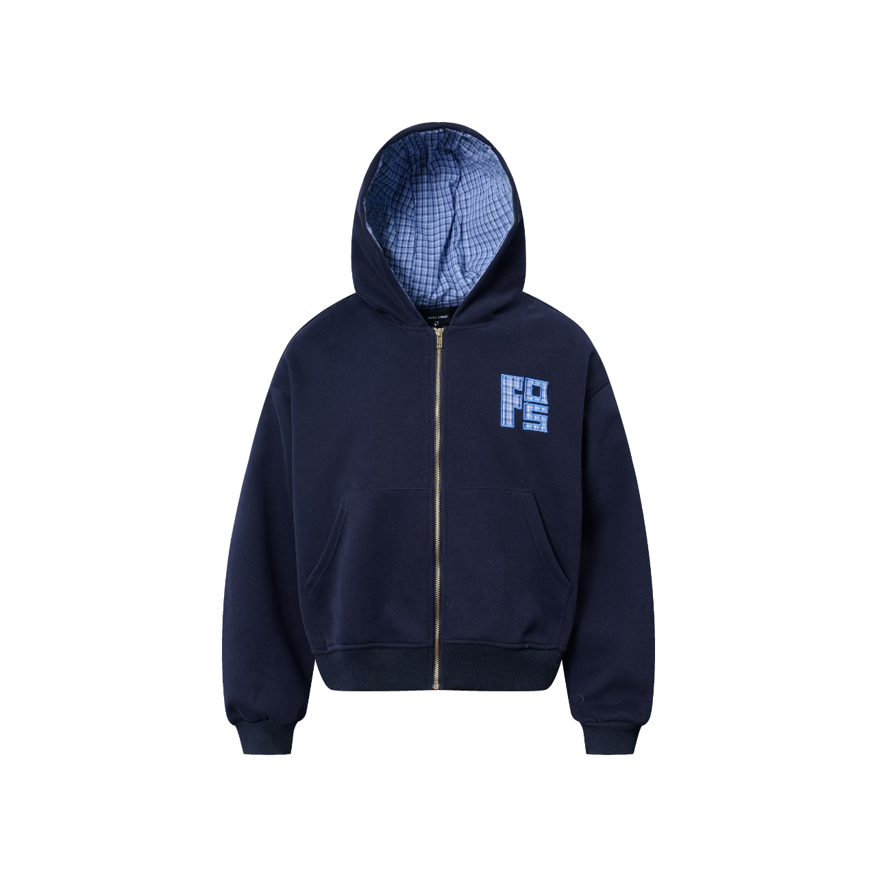 Focus Storm American Retro National Trend Plaid Embroidery Hooded Sweatshirt Jacket 81030# zx - Focus Storm