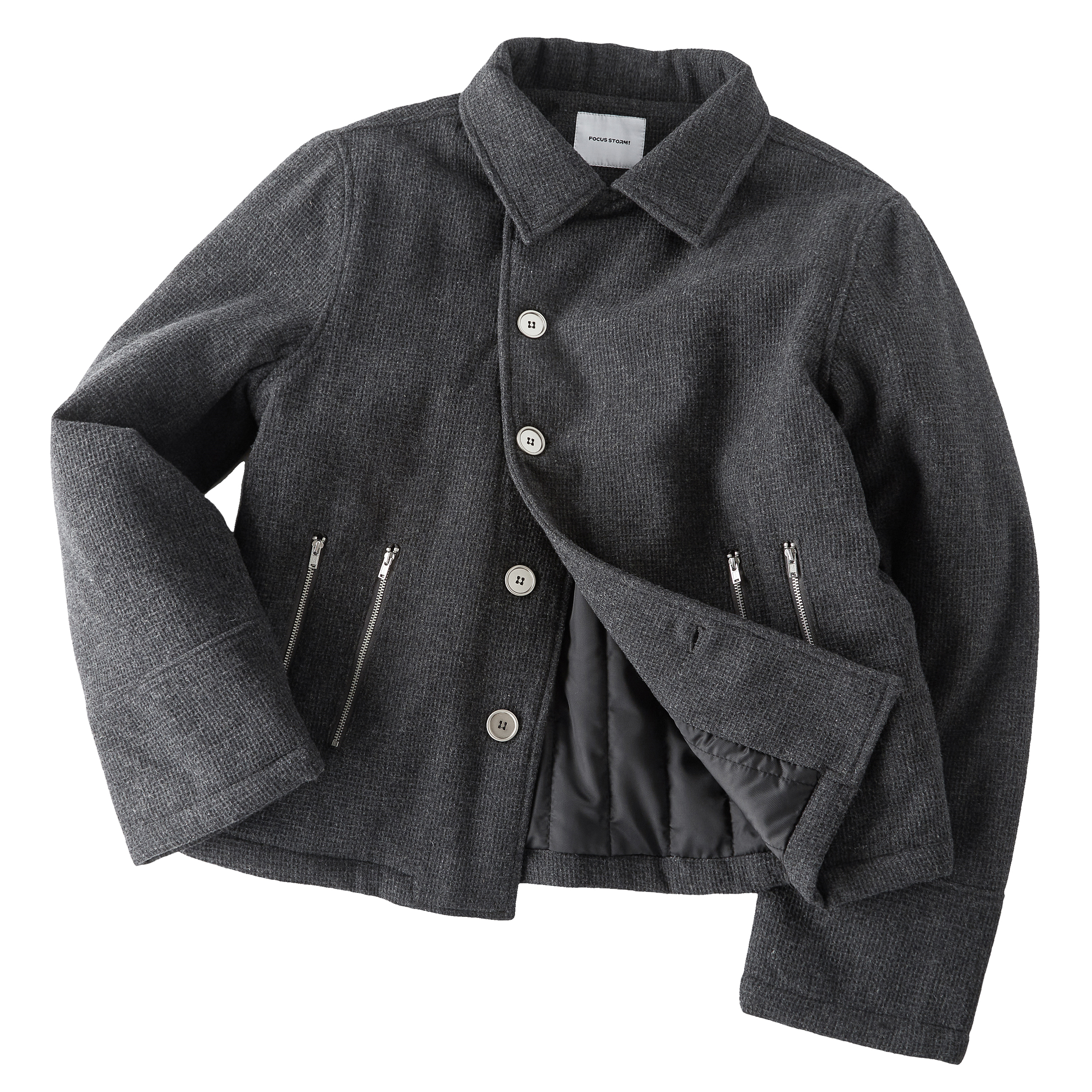 Focus Storm Old Money Style Vintage Wool-Blend Men's Winter Jacket, Sophisticated Shirt-Collar Short Padded Coat 70027X# zx - Focus Storm