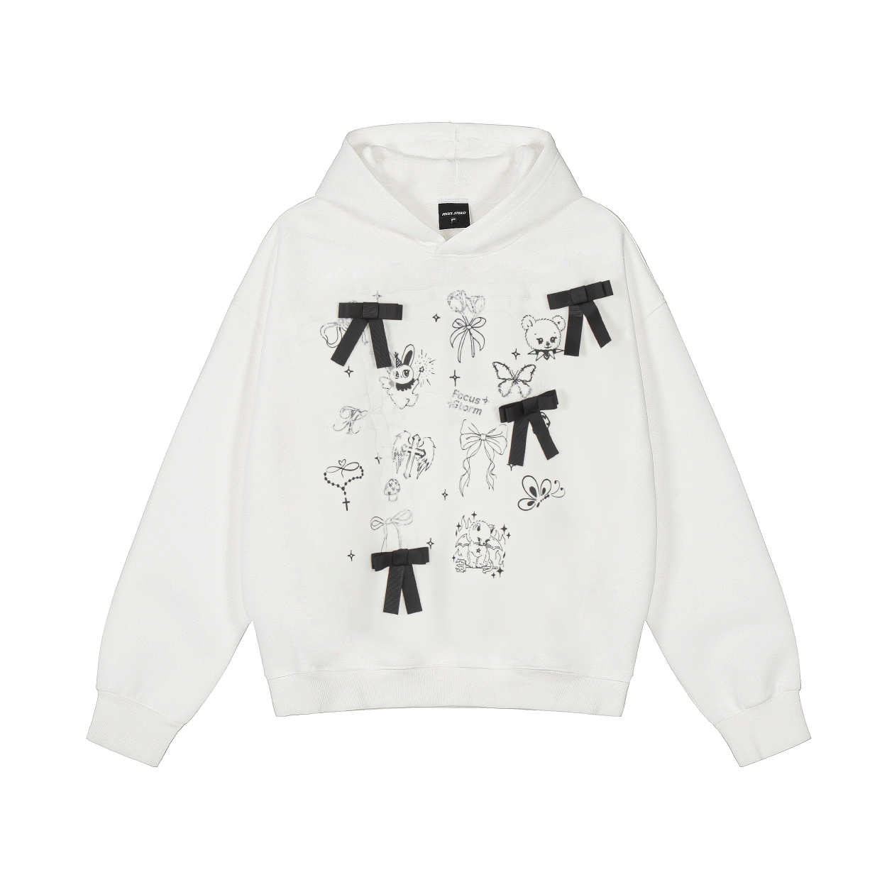 Autumn New! Focus Storm Fashion Casual Bow Decoration Hoodie (with Bow Pin) 86018# zx - Focus Storm