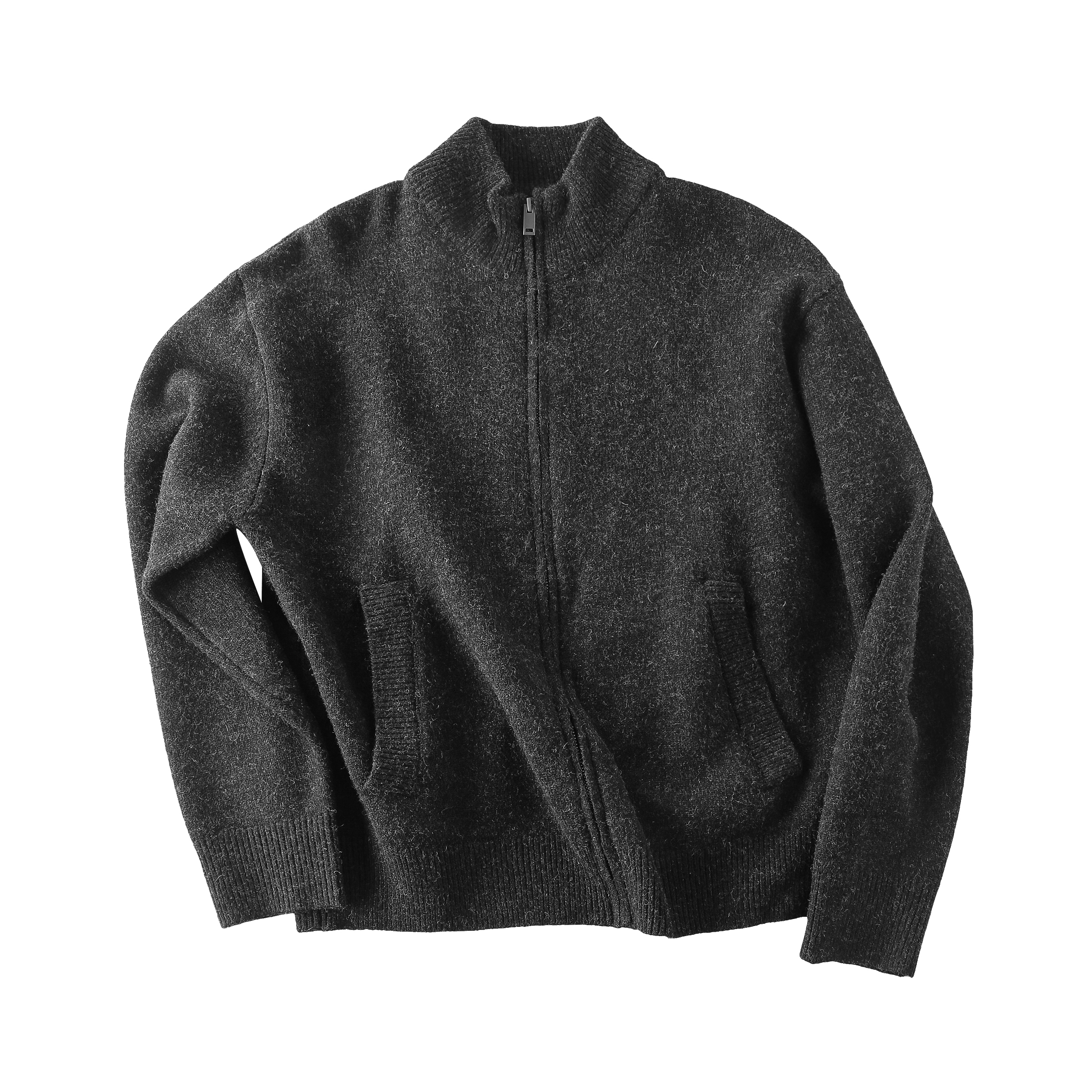 Focus Storm Vintage Old Money Style Solid Color Zip-Up Sweater Men's Autumn Loose Couple Jacket Knit Cardigan 63001X# zx - Focus Storm