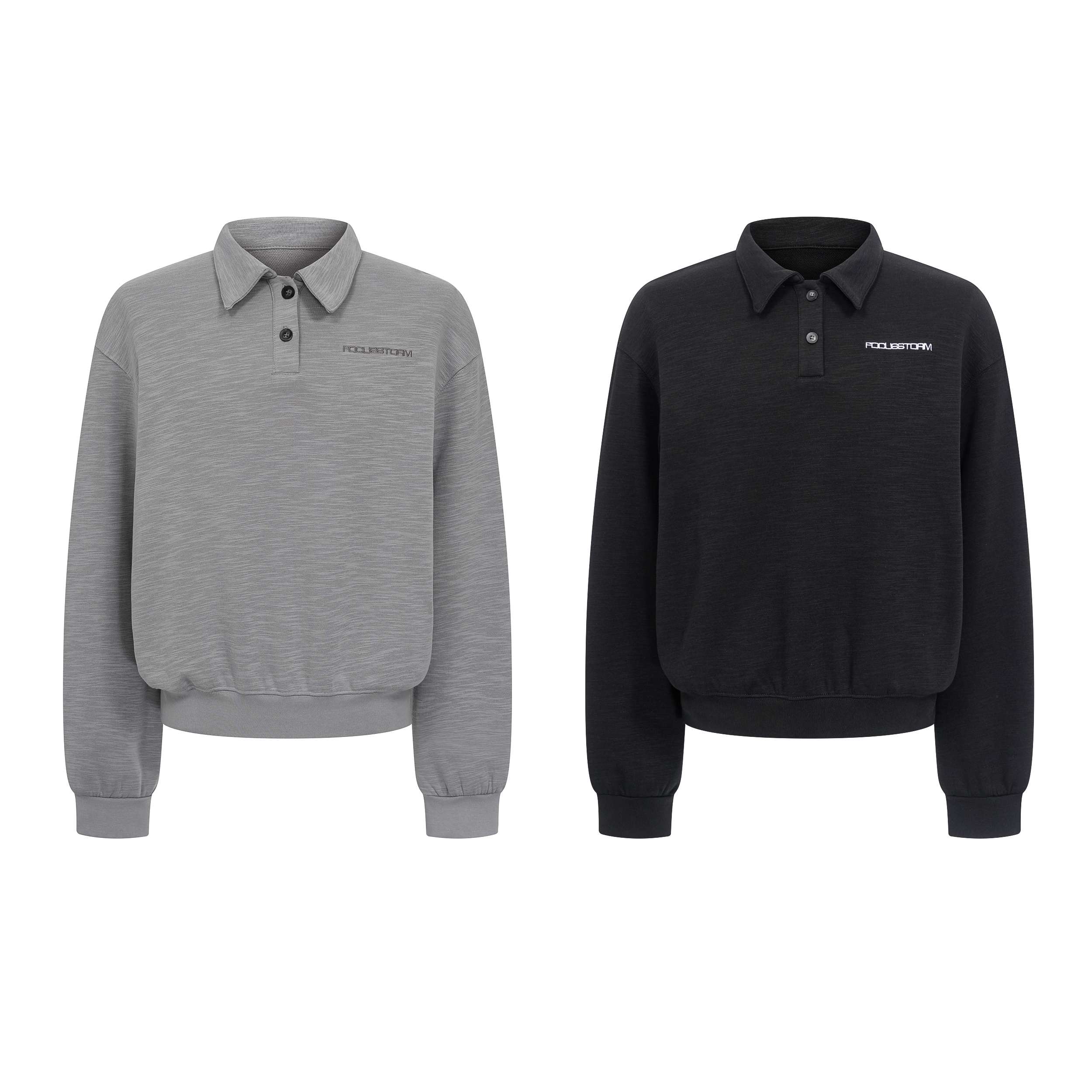 Focus Storm Polo-Collar Heavyweight Men's Autumn Japanese-Style Youthful Short Sweatshirt 89998X# zx - Focus Storm