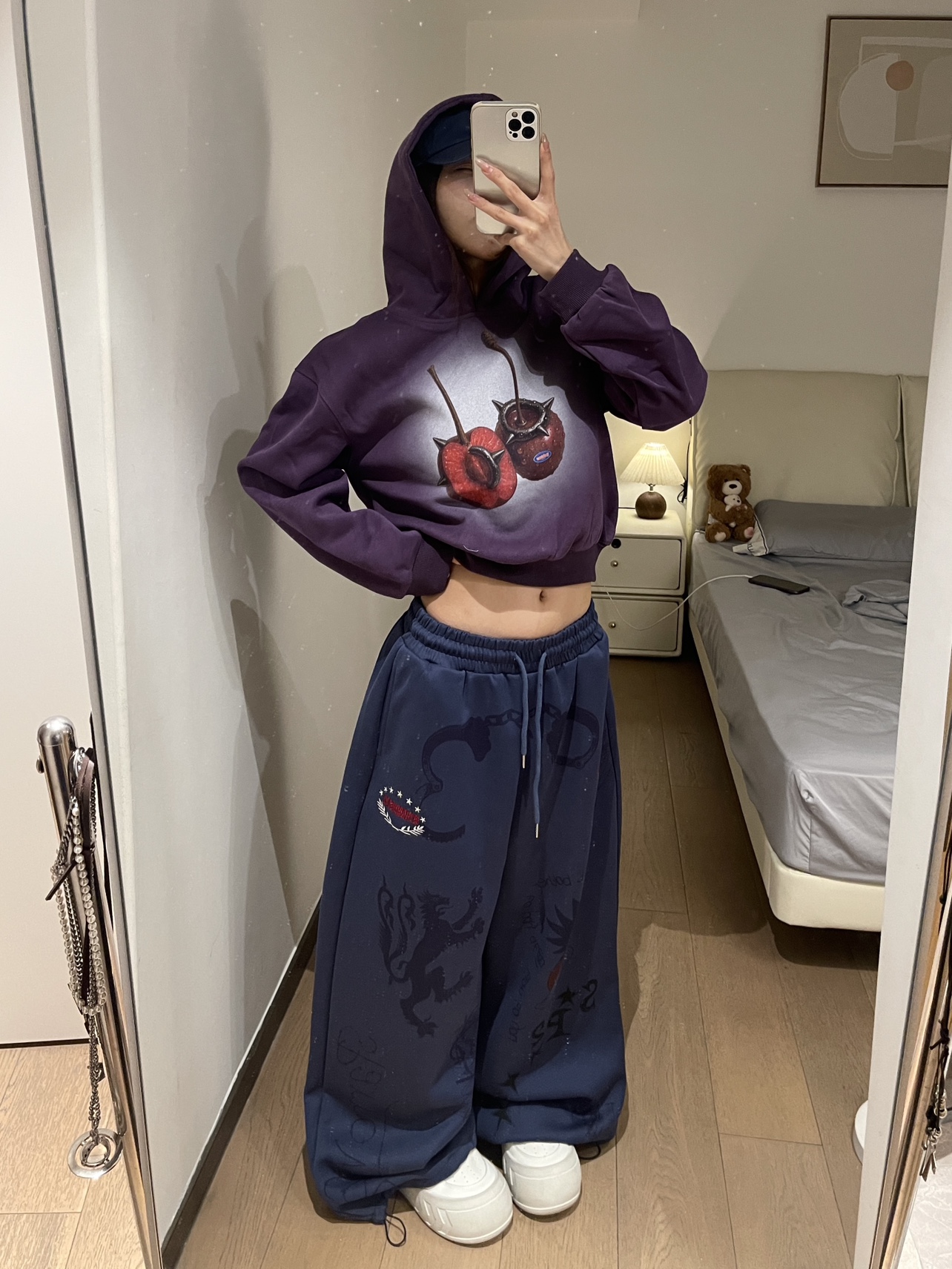 Focus Storm Cherry Washed Distressed American Retro Hooded Women's Yellow Short Loose Long Sleeve Top Sweatshirt R8013# zx - Focus Storm