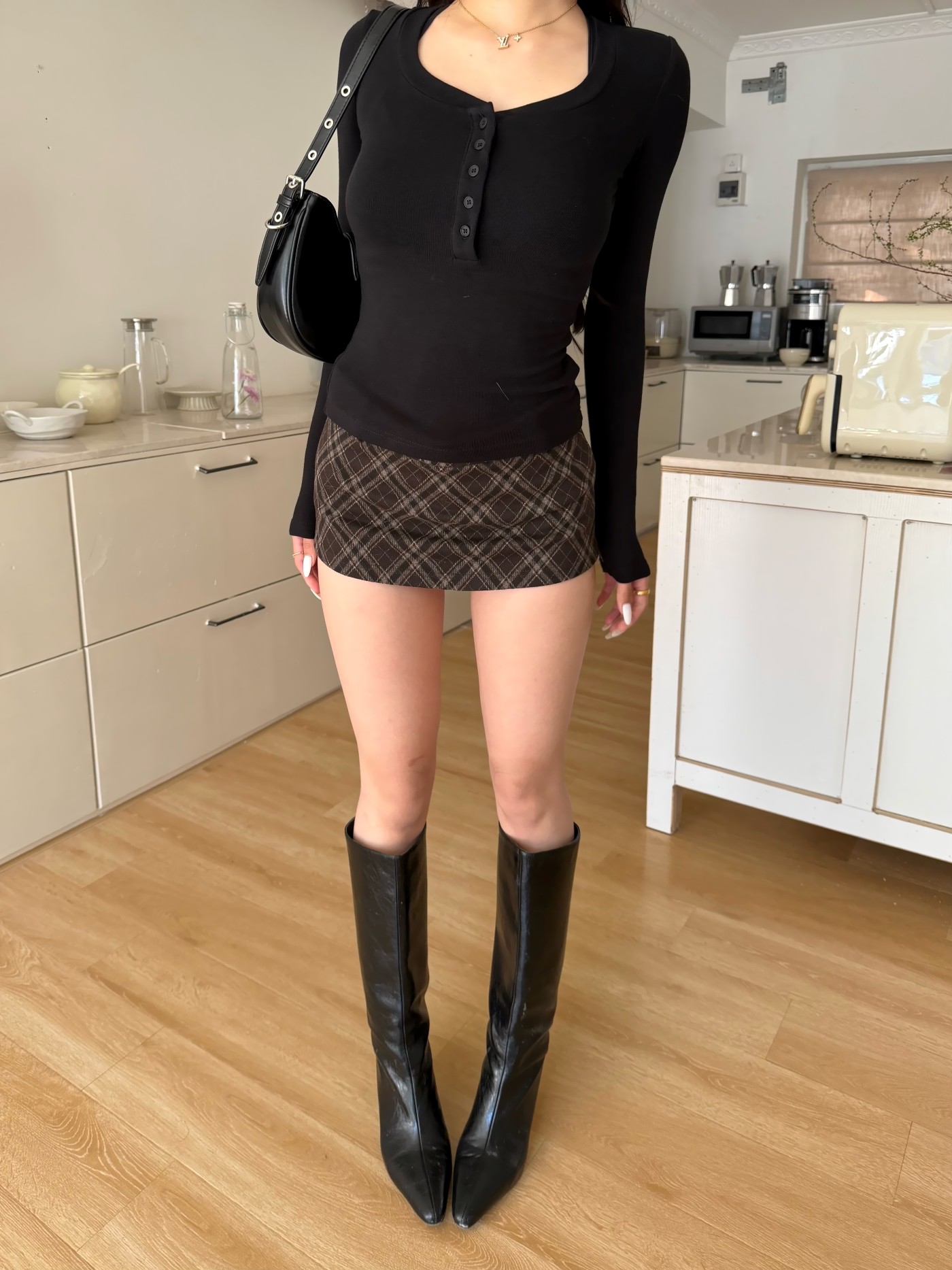 Early Spring '26! Focus Storm Plaid Vintage Academy Style Mid-Waist Anti-Exposure Skort R5091# zx - Focus Storm