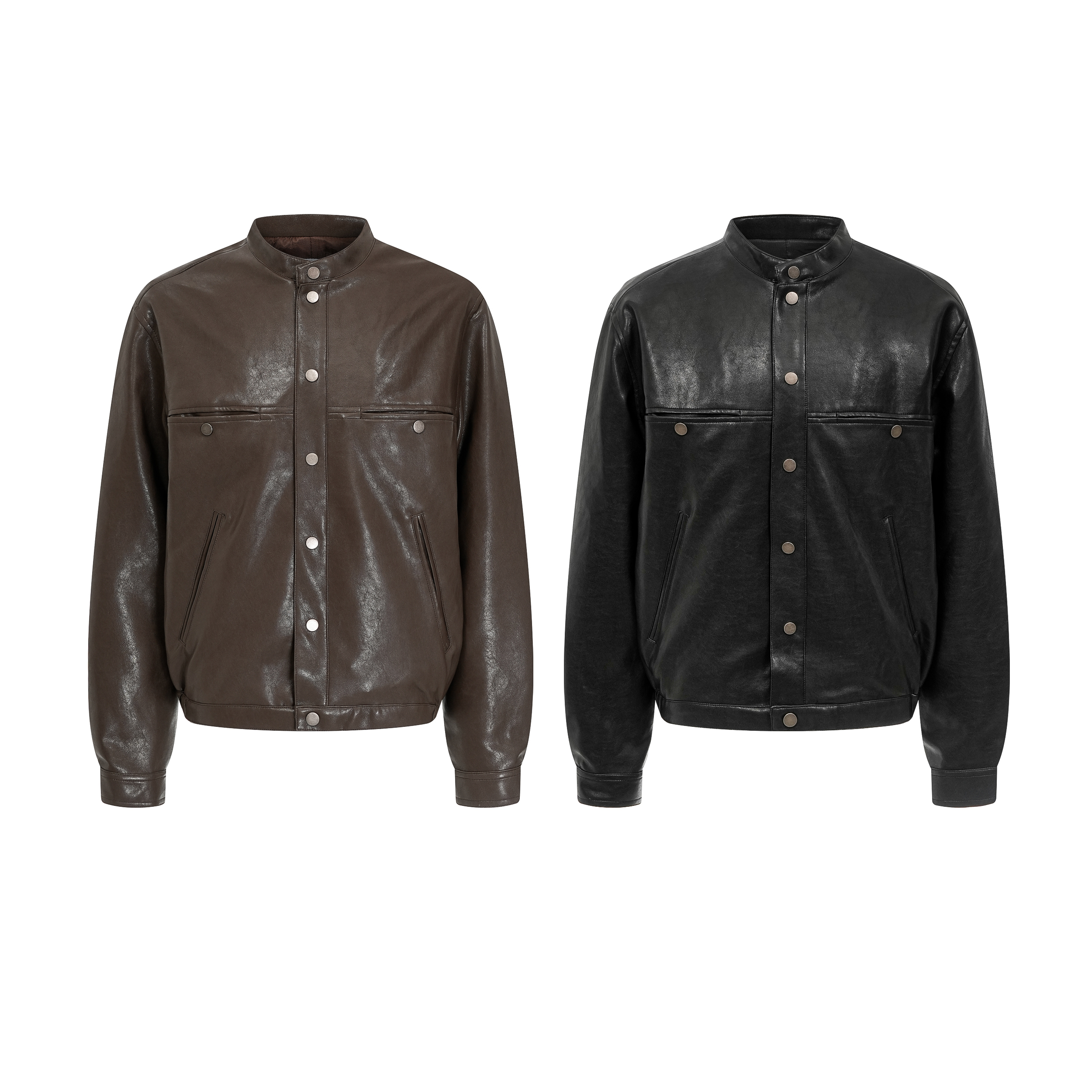 Focus Storm Matte Calfskin Distressed Biker Stand Collar Workwear Leather Jacket Coat 77998# zx - Focus Storm