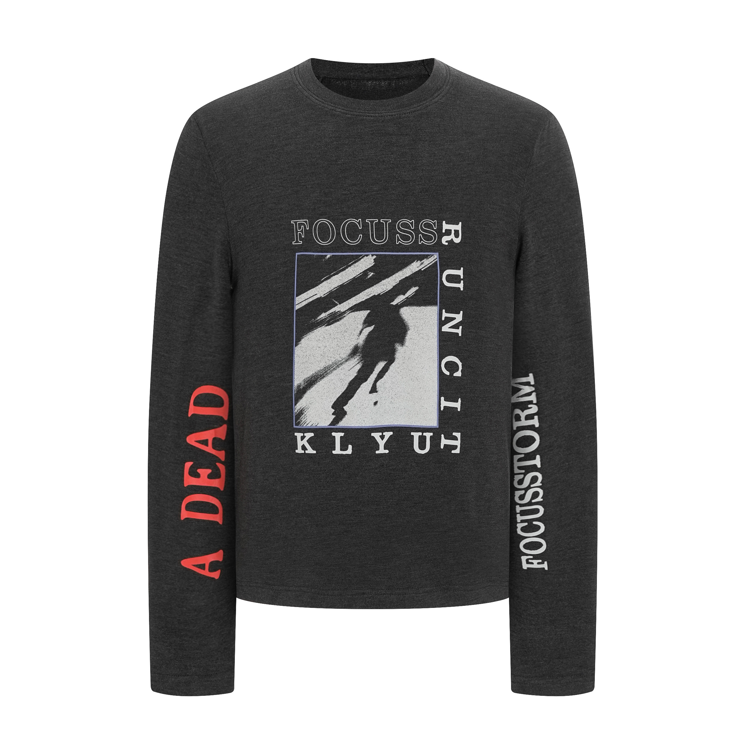 Focus Storm American Versatile Streetwear Vintage Print Couple's Long Sleeve T-Shirt 81116# zx - Focus Storm