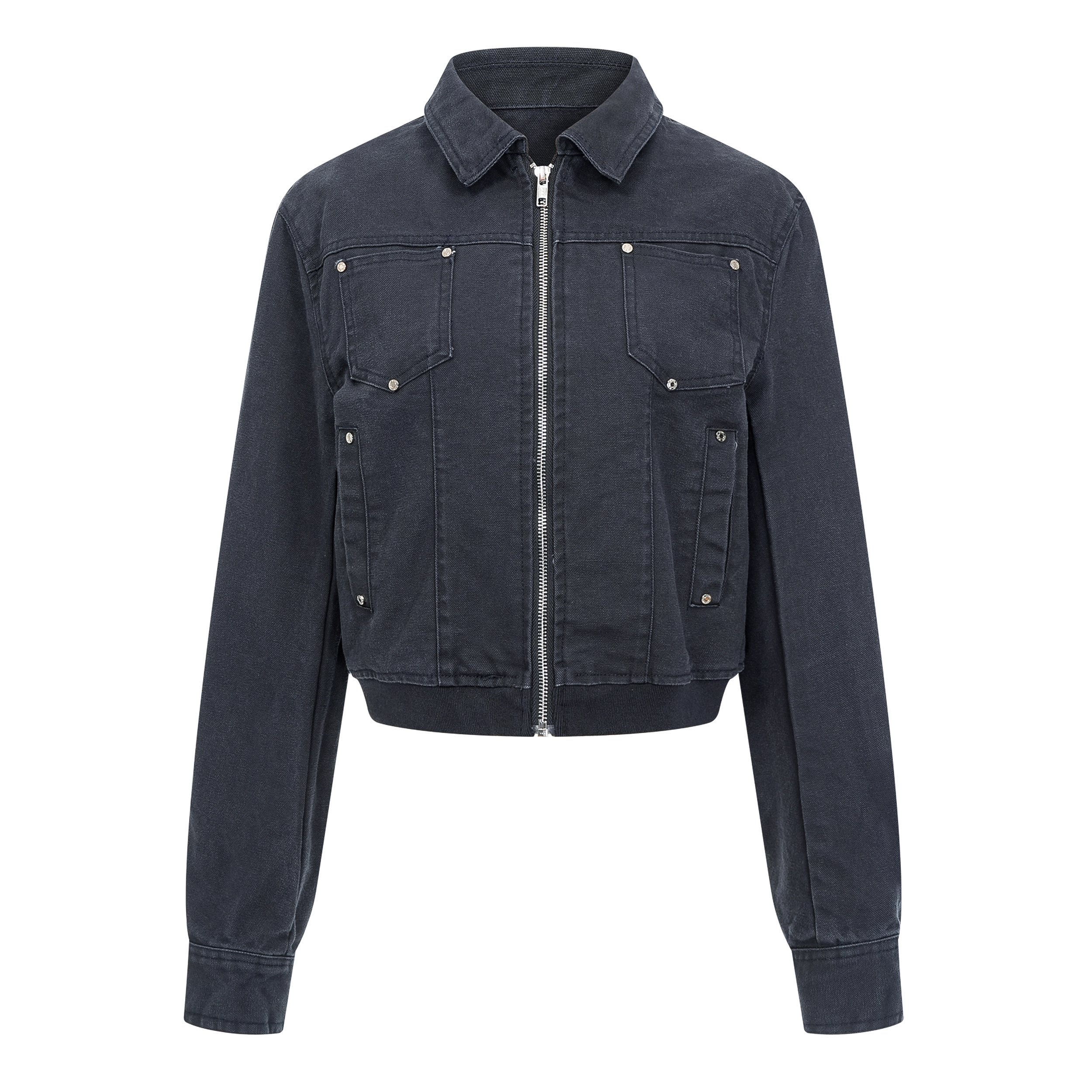 Focus Storm American Vintage Rivet High-Texture Lapel Casual Versatile Denim Jacket R7001# zx - Focus Storm