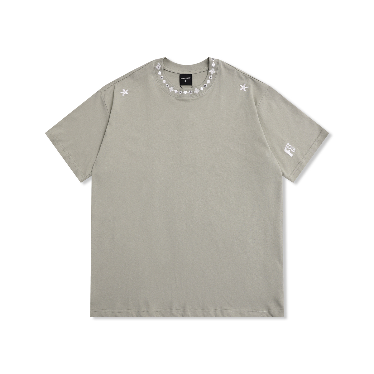 Focus StormStreetwear Cross Embroidery Basic Loose Casual Versatile Short-Sleeve T-Shirt 91108# zx - Focus Storm