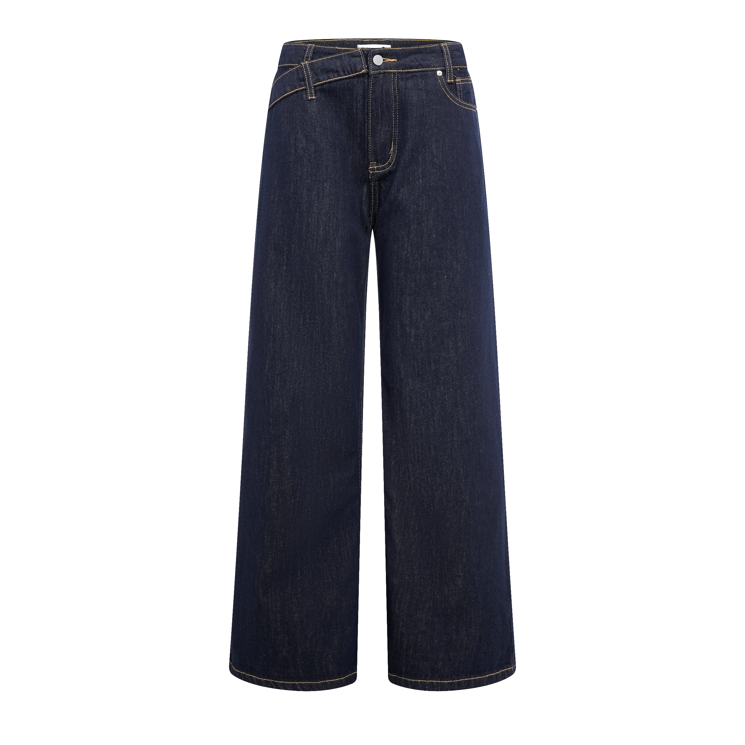 Focus Storm American Retro Spicy Girl Low-Waist Irregular Heavy Craft Beaded Rivet Straight Slimming Floor-Length Denim Jeans R9105-1# zx - Focus Storm