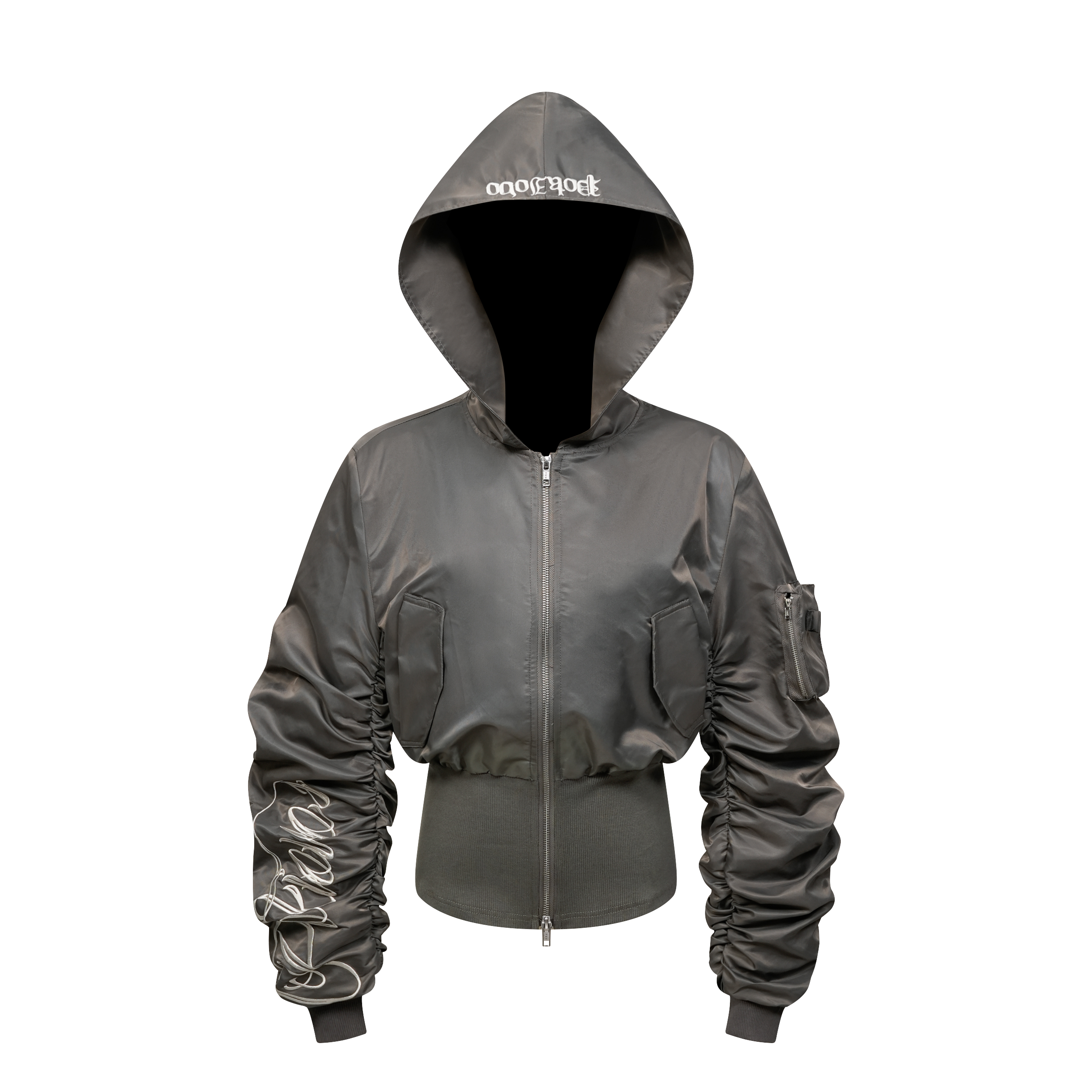 Focus Storm American Gothic Style Ruched Long Sleeve Hooded Casual Short Jacket R7011# zx - Focus Storm