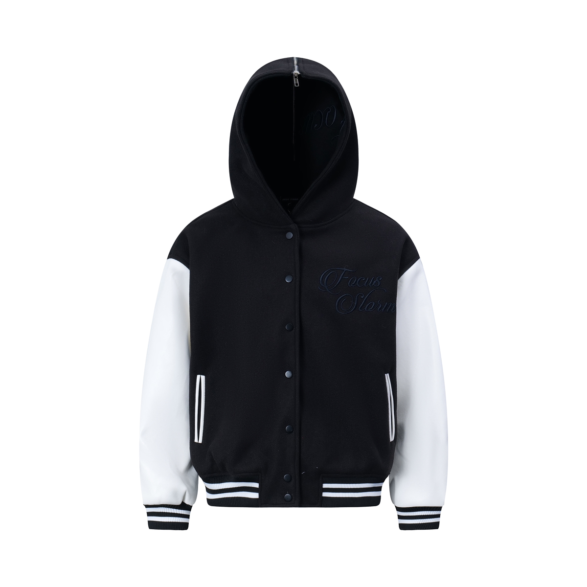 Focus Storm Vintage Letter Baseball Jacket - Streetwear Academy Style Casual Couple's Short Jacket 71082# zx - Focus Storm