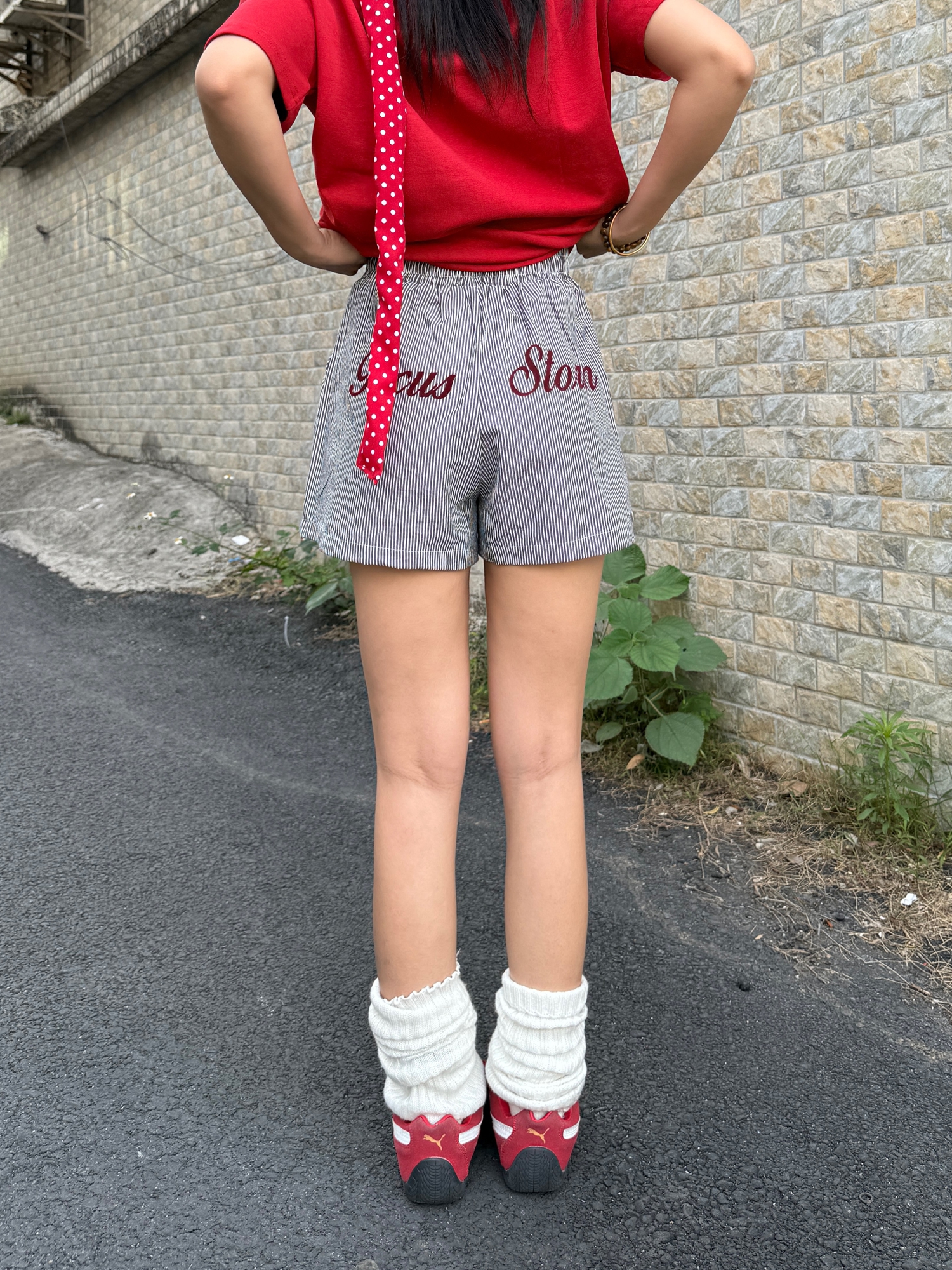 Focus Storm Striped Shorts Summer Beach Vacation Style Loose All-Match Elastic Waist Casual Shorts 56029# zx - Focus Storm