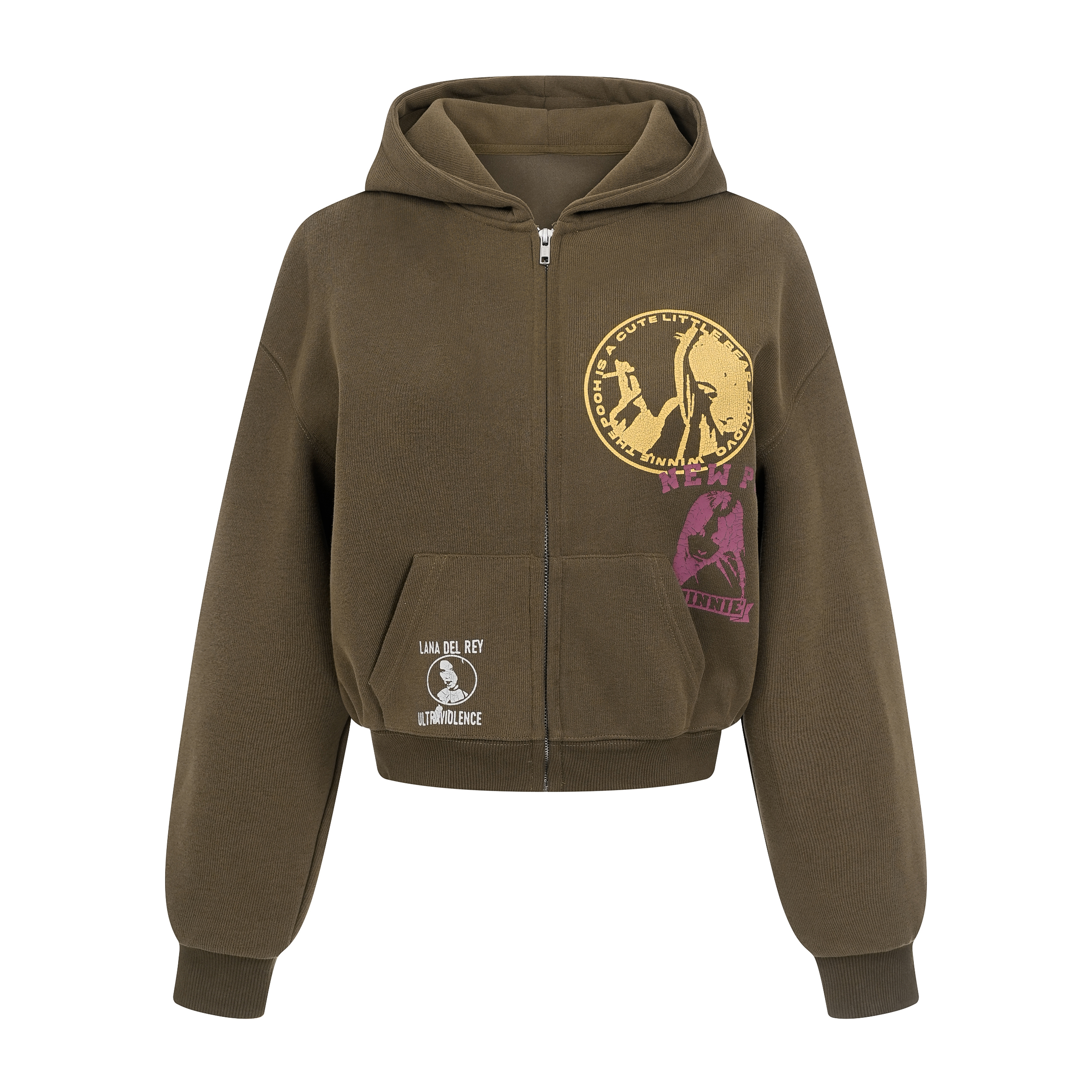 Focus Storm American Vintage Printed Washed Zipper Hooded Cropped Unisex Versatile Slimming Top Ins Hoodie Jacket R8011# zx - Focus Storm