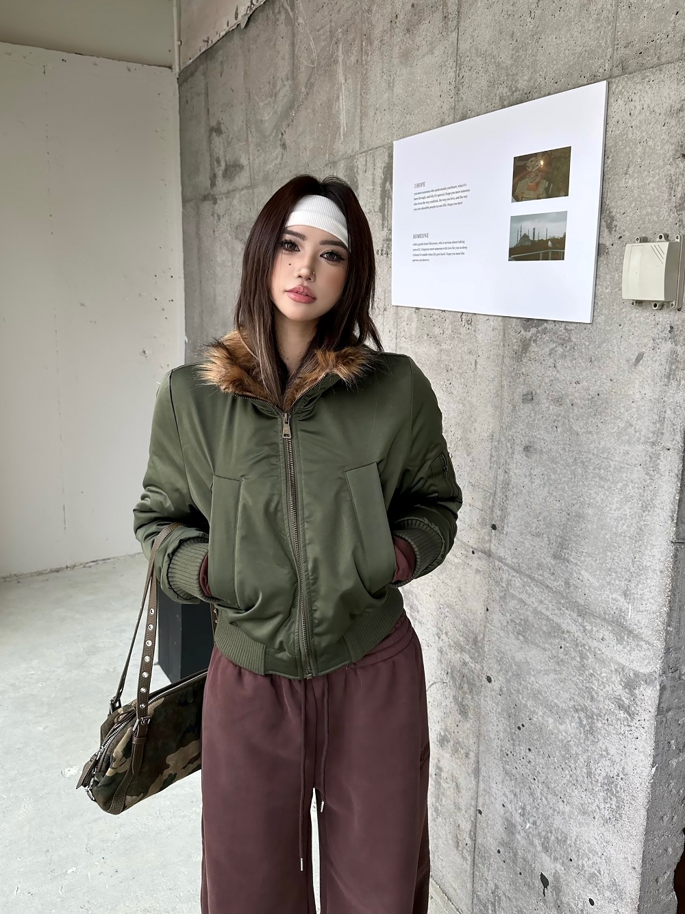 Focus Storm Faux Fur Collar Premium Petite Short Military Green Thickened Cotton Jacket (Non-removable Faux Fur) R7033# zx - Focus Storm