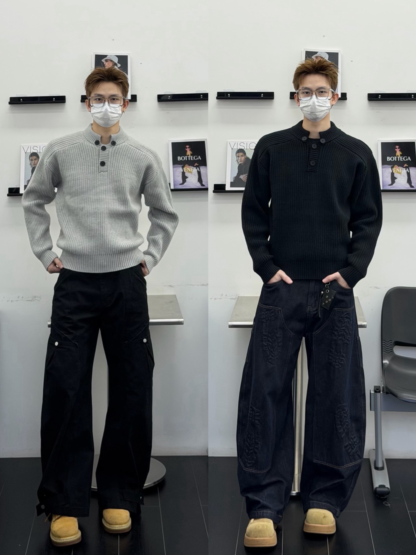 Focus Storm Four-Button Lapel Knitwear Niche Design Pullover Base Layer Knit Shirt 69008# zx - Focus Storm