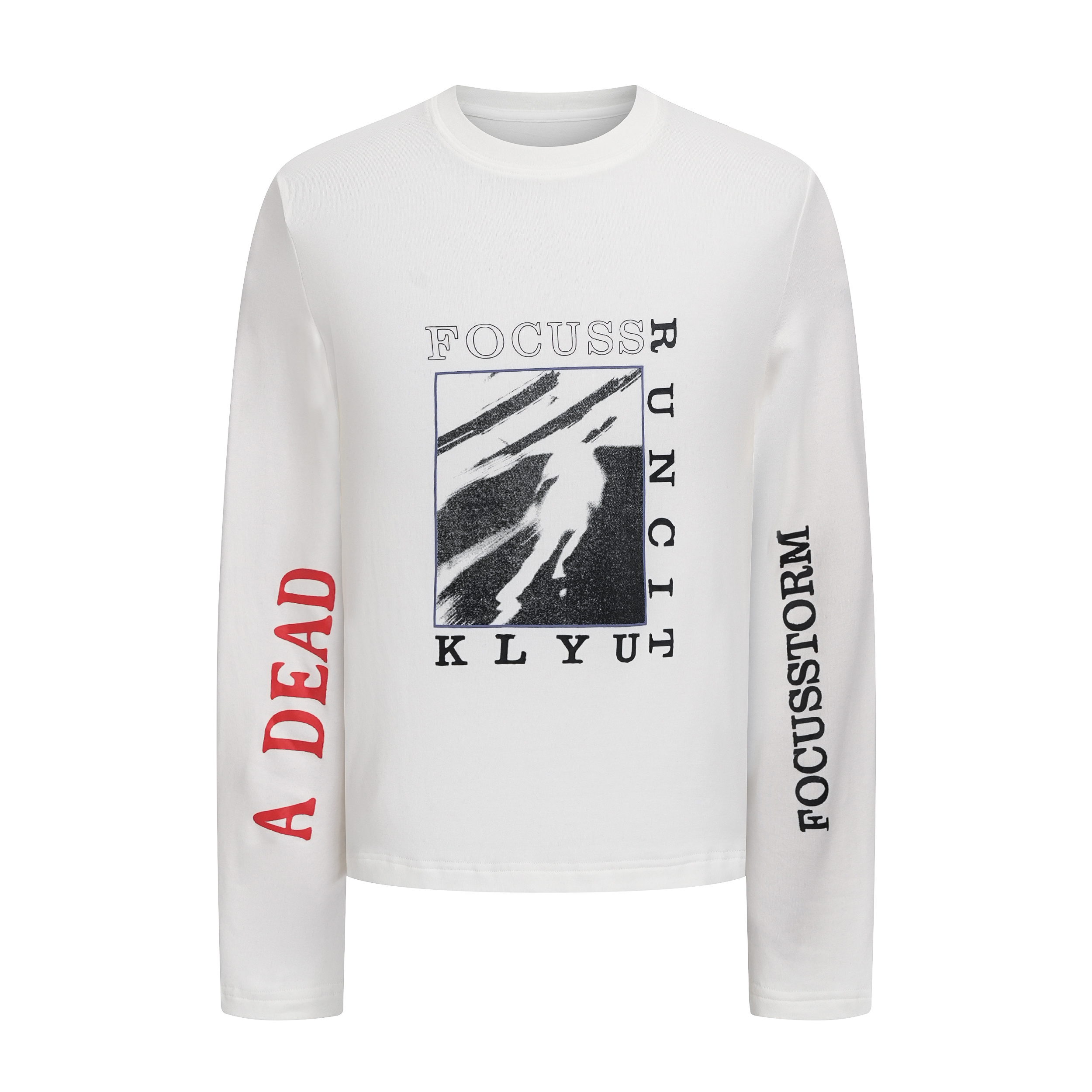 Focus Storm American Versatile Streetwear Vintage Print Couple's Long Sleeve T-Shirt 81116# zx - Focus Storm