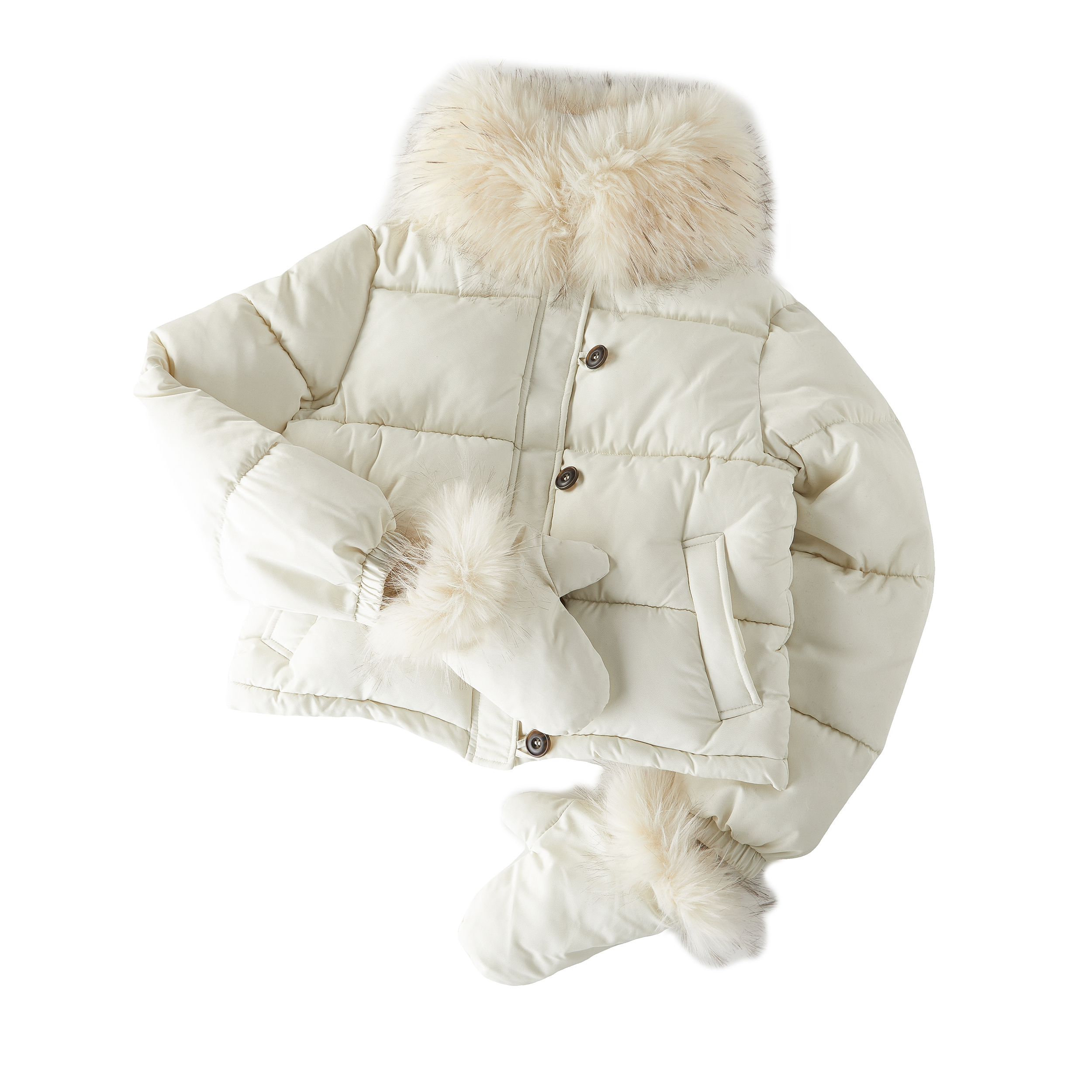 Focus Storm Short Women's 2025 New Winter Bread Jacket Padded Top Warm Padded Coat (With Detachable Faux Fur Collar / Faux Fur Gloves) R7089# zx - Focus Storm