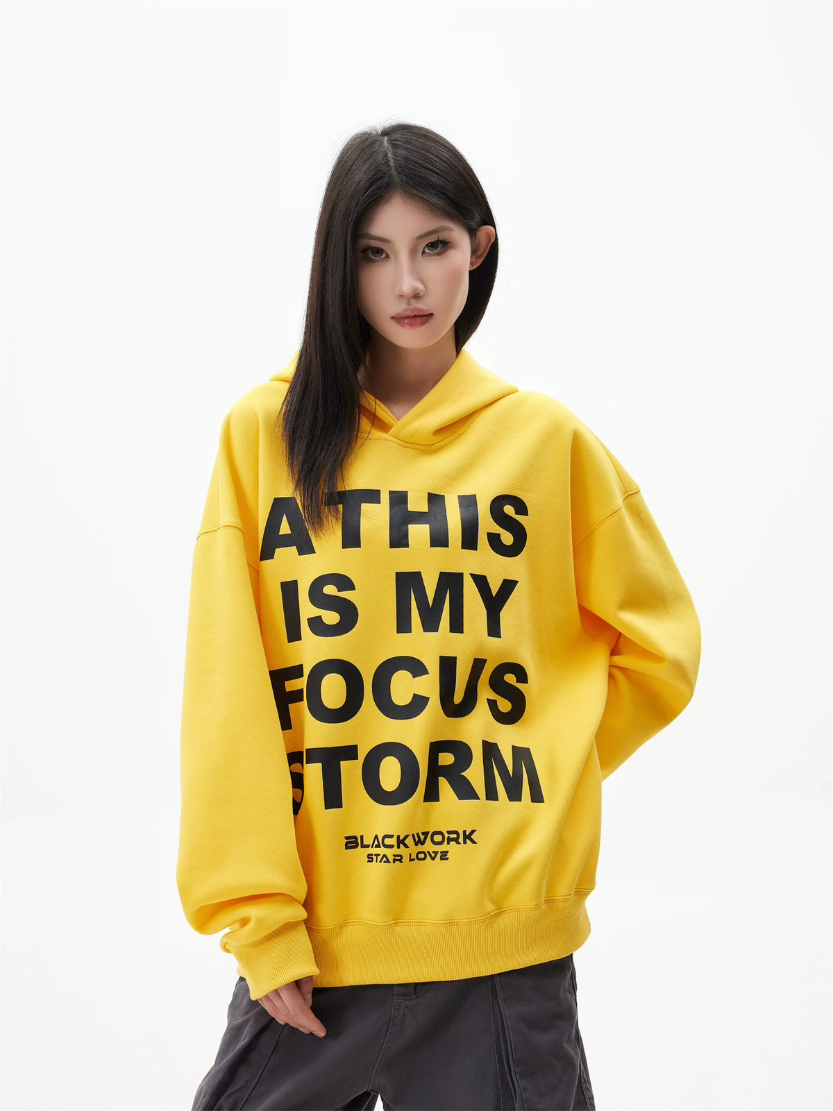 Focus Storm American Retro Letter Print Hoodie 80341# zx - Focus Storm