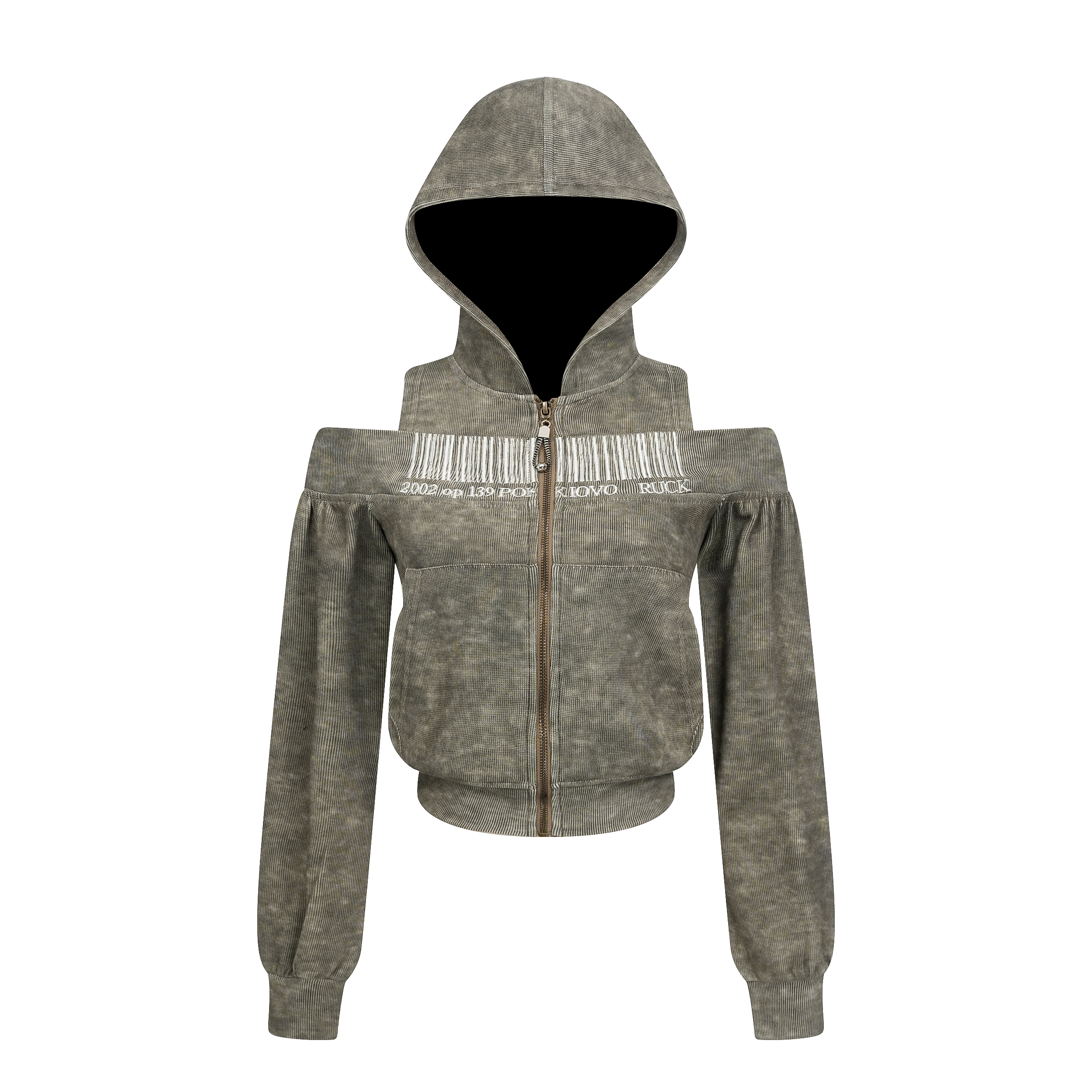 Focus Storm American Retro Vintage Hooded Zip-Up Short Jacket - Deconstructed Design High-End Top R8039# - Focus Storm