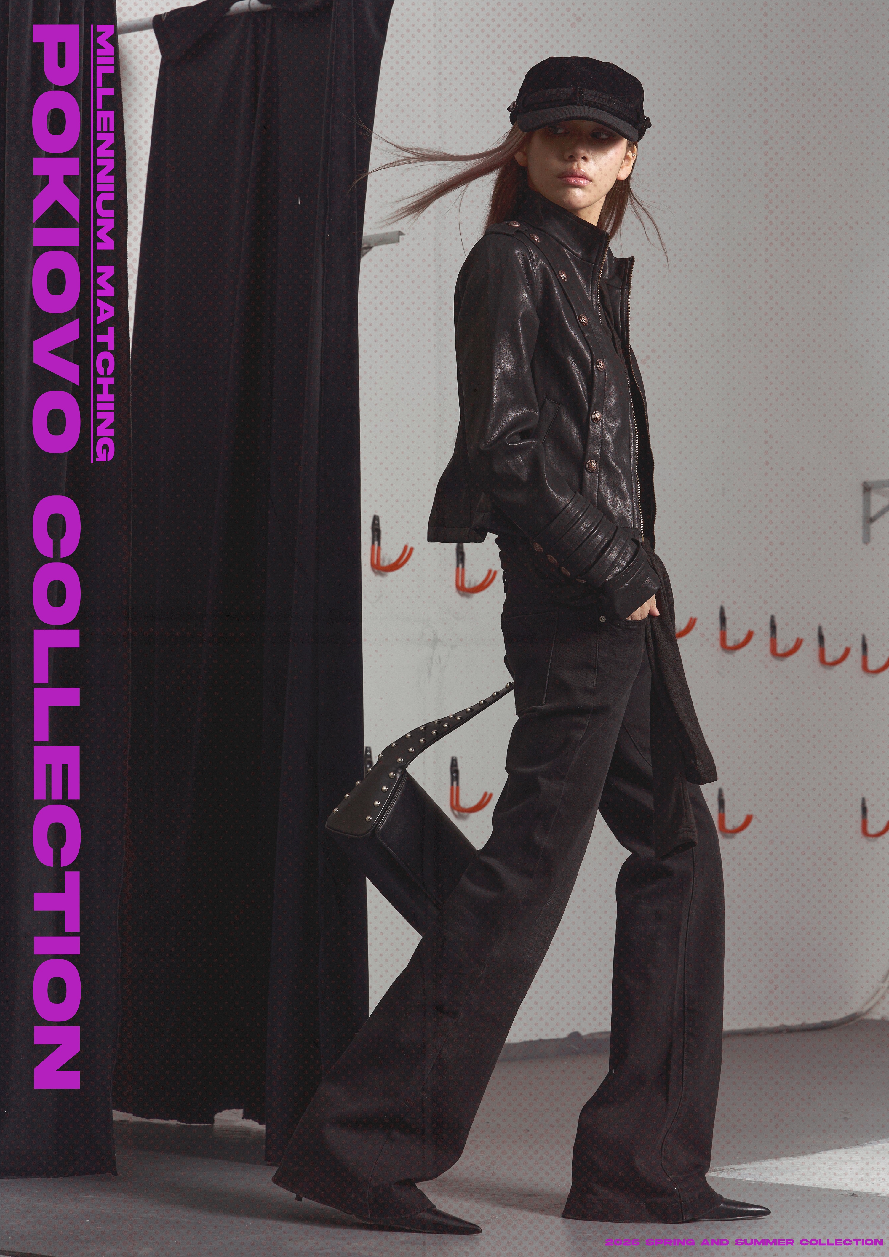 2026 Early Spring! Focus Storm American Vintage Double-Breasted Moto Leather Jacket High-End Stand Collar Slimming Short Ins Style Jacket R7116# zx - Focus Storm