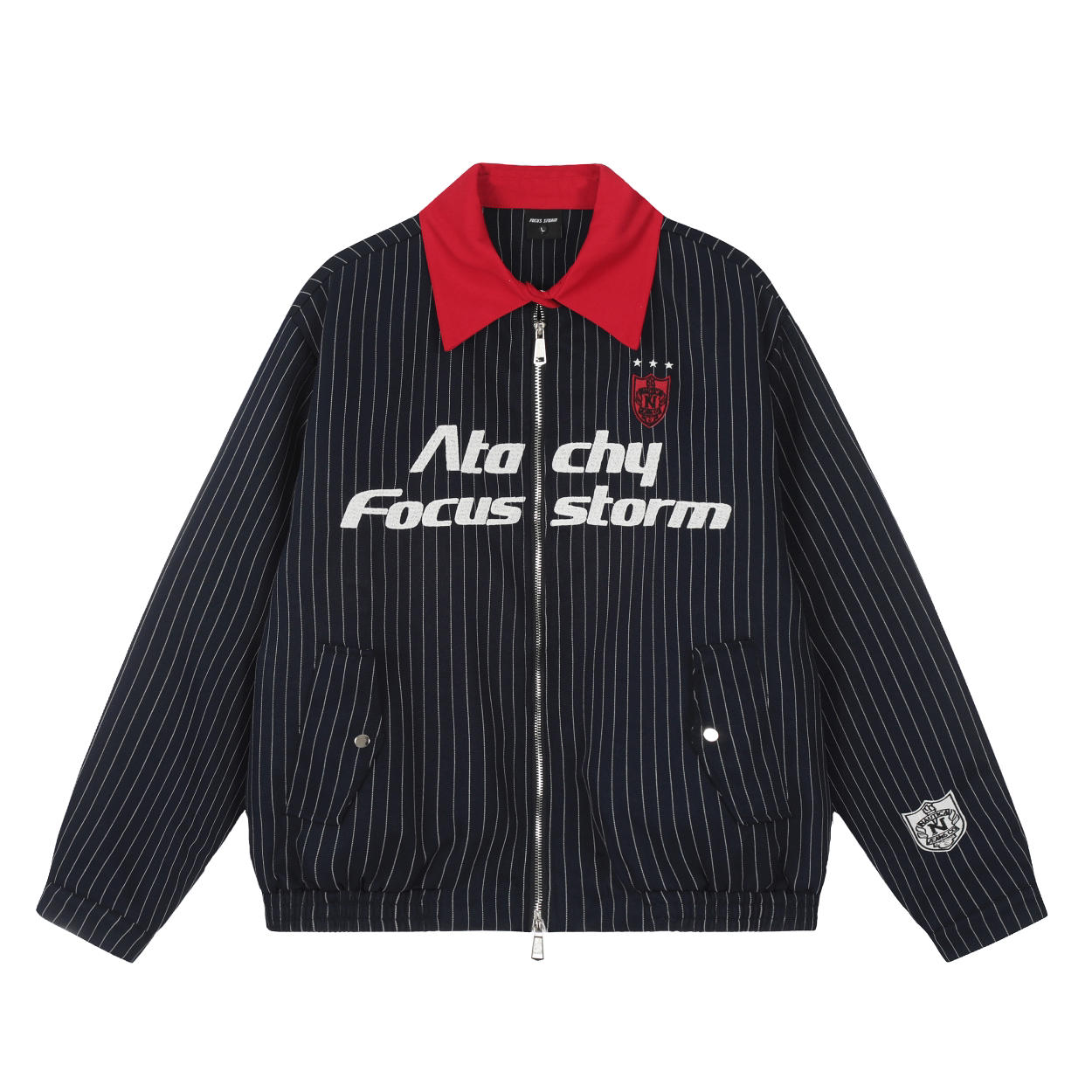 Focus Storm American Streetwear Couple's Letter Embroidery Retro Short Jacket 71003# zx - Focus Storm