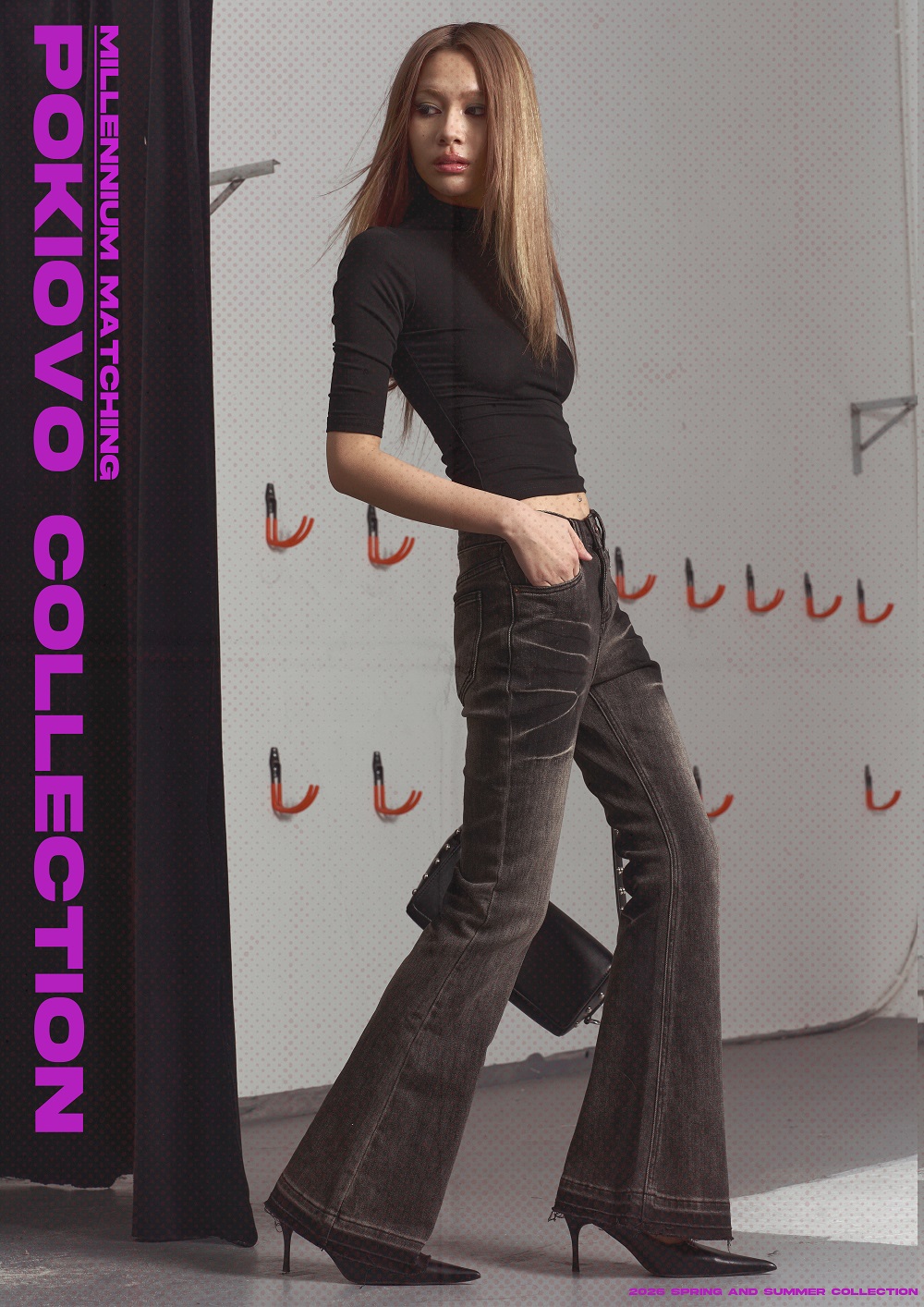 Spring 2026! Focus Storm American Vintage Distressed Flare Jeans Women's Early Spring Slim-Fit Long Denim Pants R5087# zx - Focus Storm